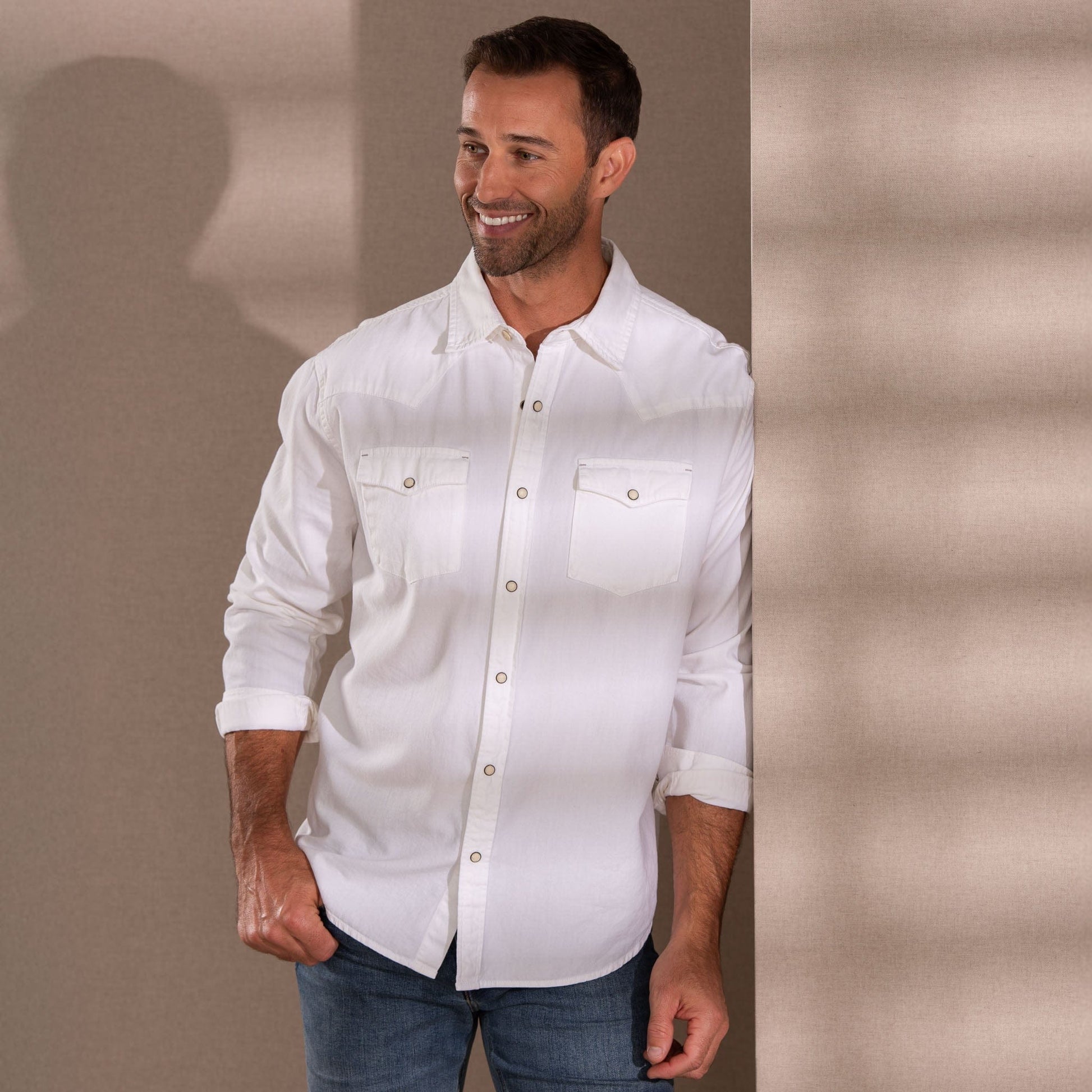 Madison Creek Outfitters Sport Shirts Bisley Signature Blend Western Shirt in Salt