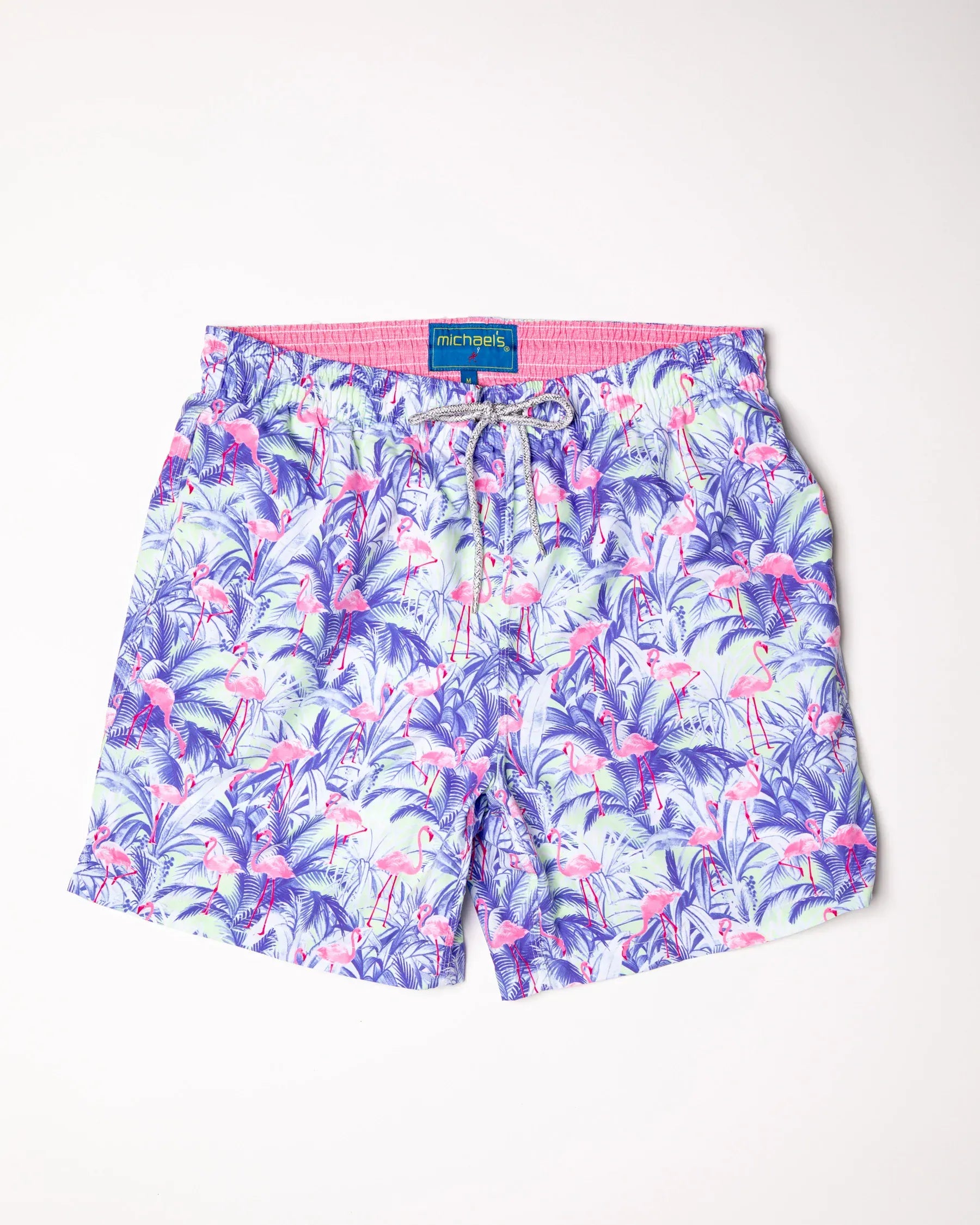 Michael's Swimwear Flamingos Navy Swim Trunks