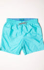 Michael's Swimwear Solid Linen Aqua Swim Trunks