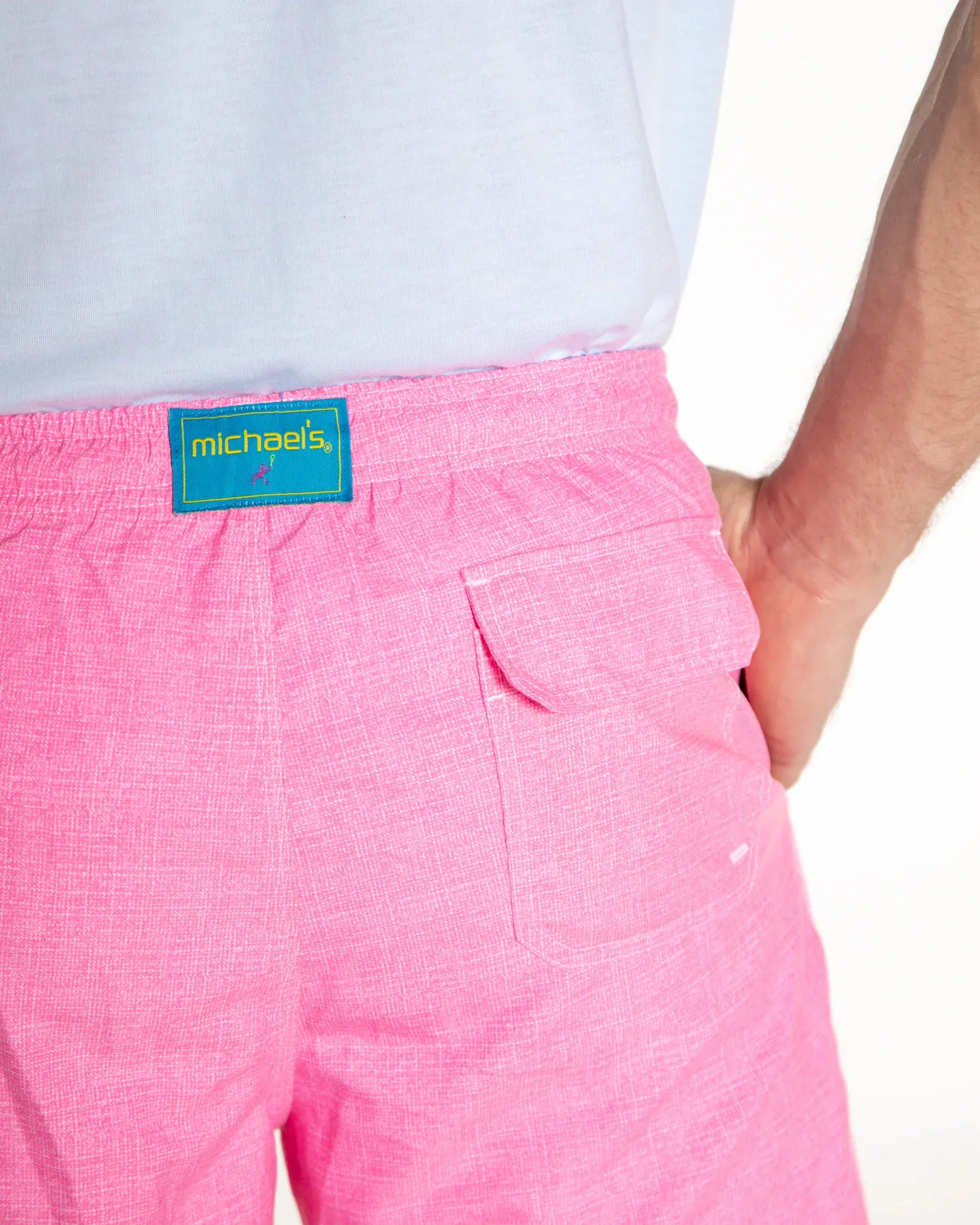 Michael's Swimwear Solid Linen Coral Swim Trunks