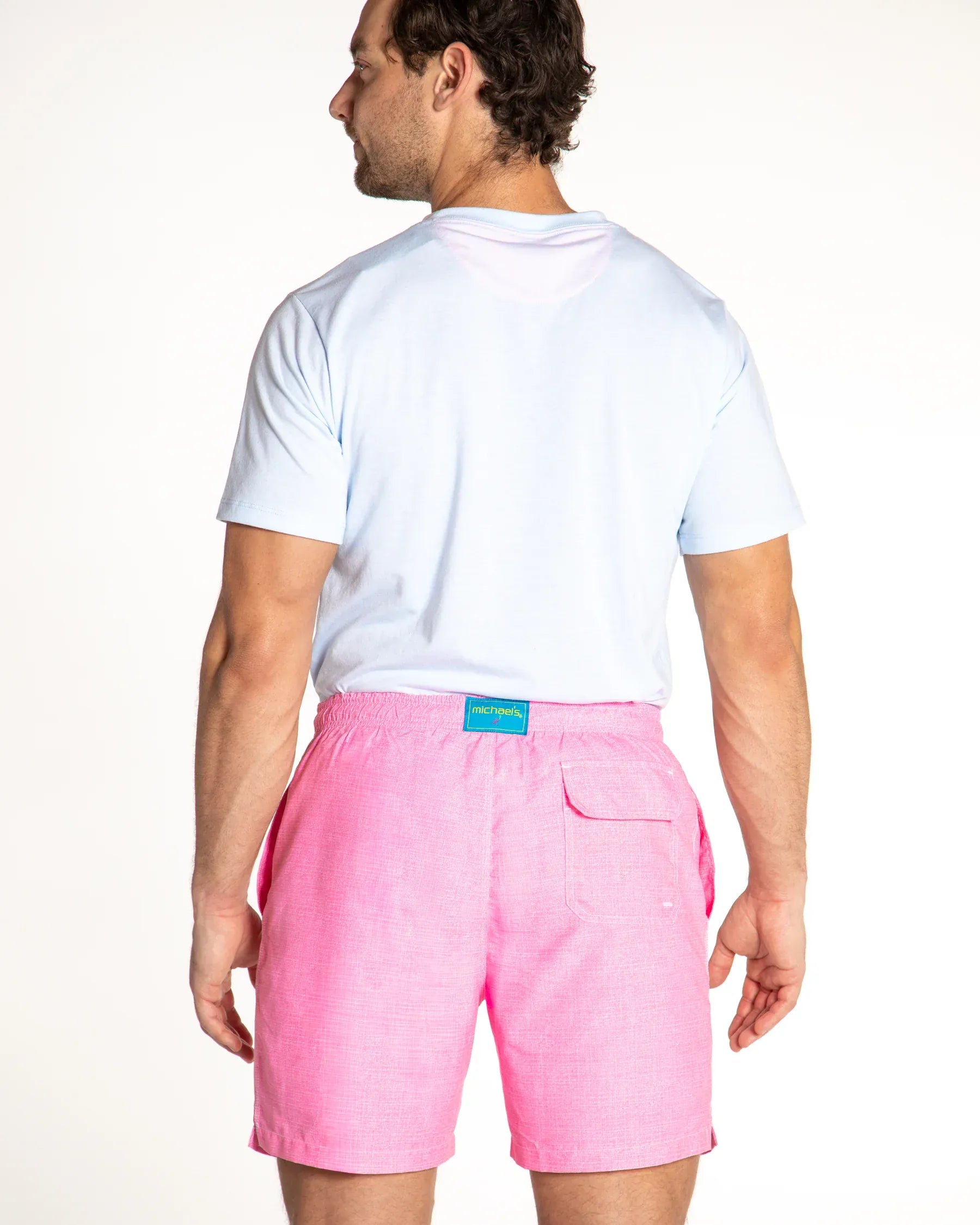 Michael's Swimwear Solid Linen Coral Swim Trunks