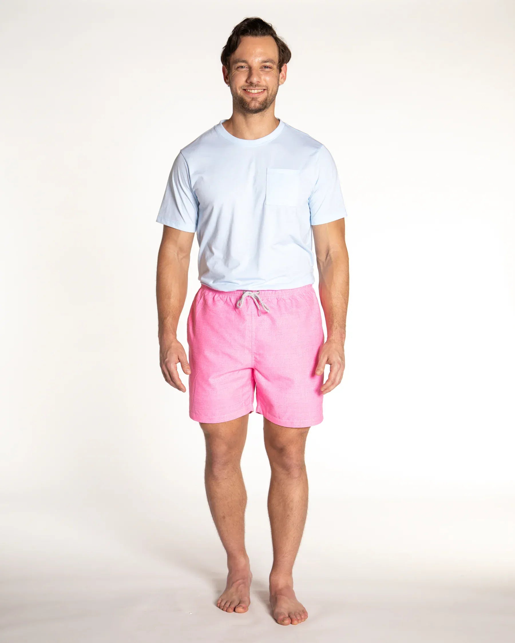 Michael's Swimwear Solid Linen Coral Swim Trunks