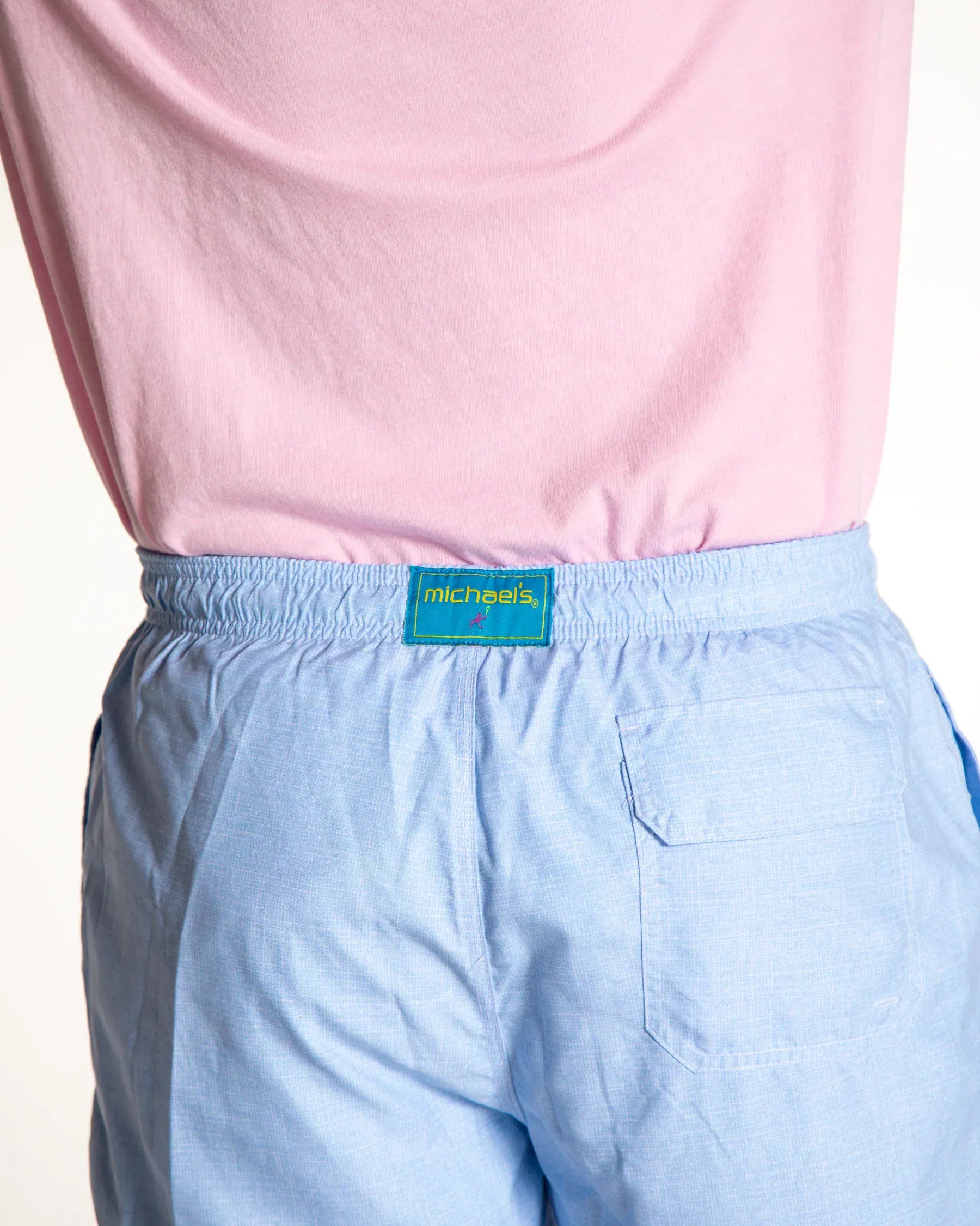 Michael's Swimwear Solid Linen Sky Swim Trunks