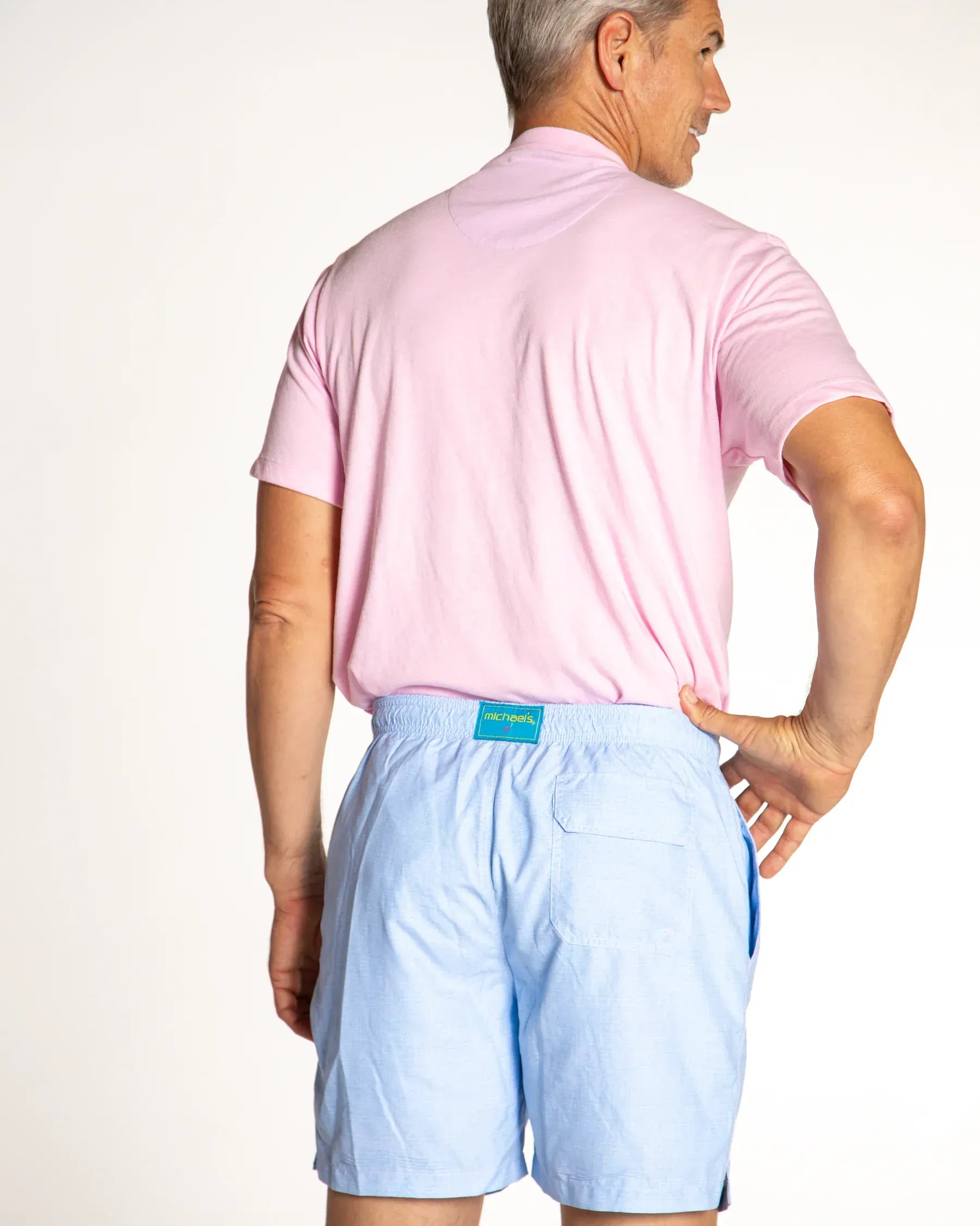 Michael's Swimwear Solid Linen Sky Swim Trunks