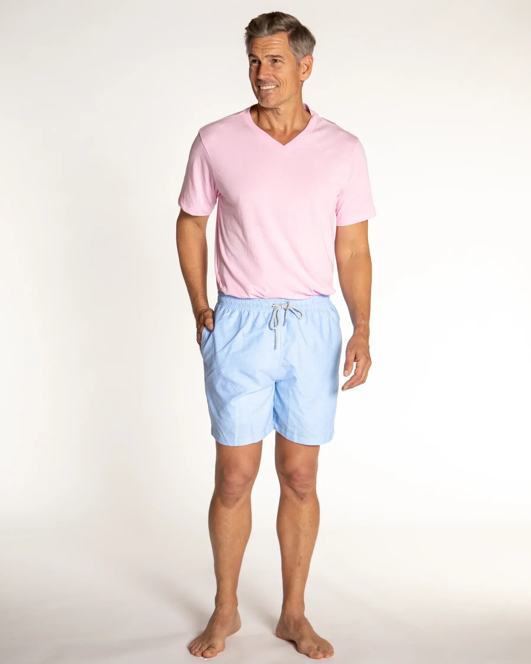 Michael's Swimwear Solid Linen Sky Swim Trunks