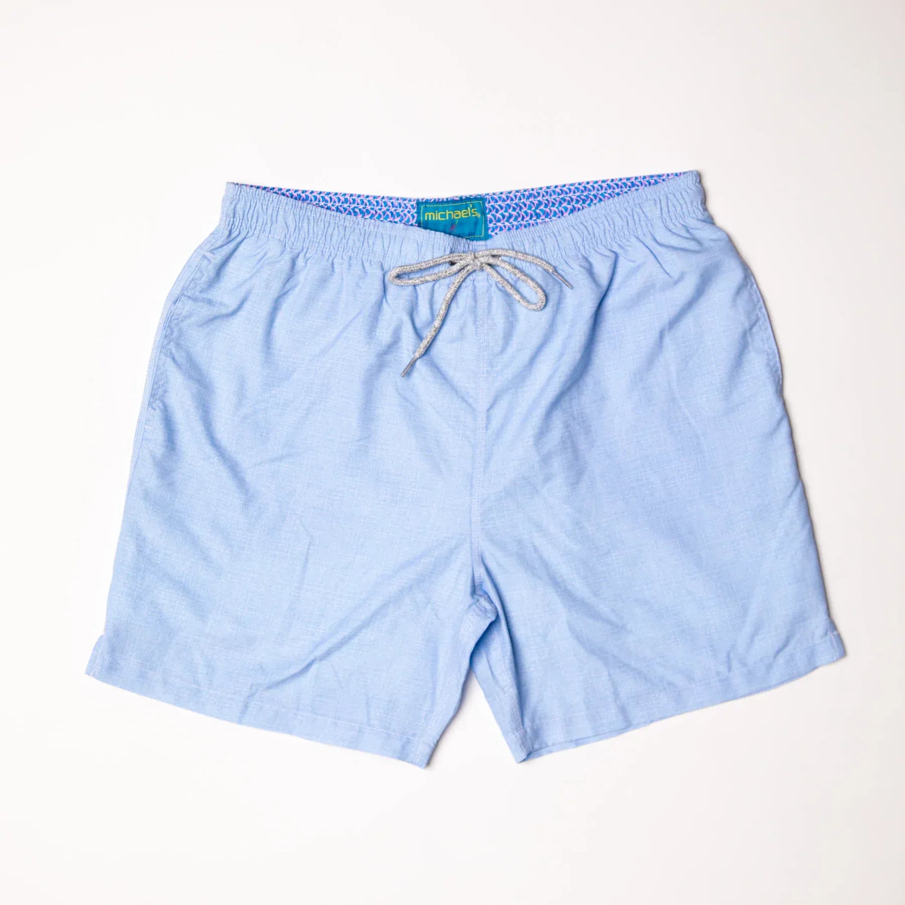 Michael's Swimwear Solid Linen Sky Swim Trunks