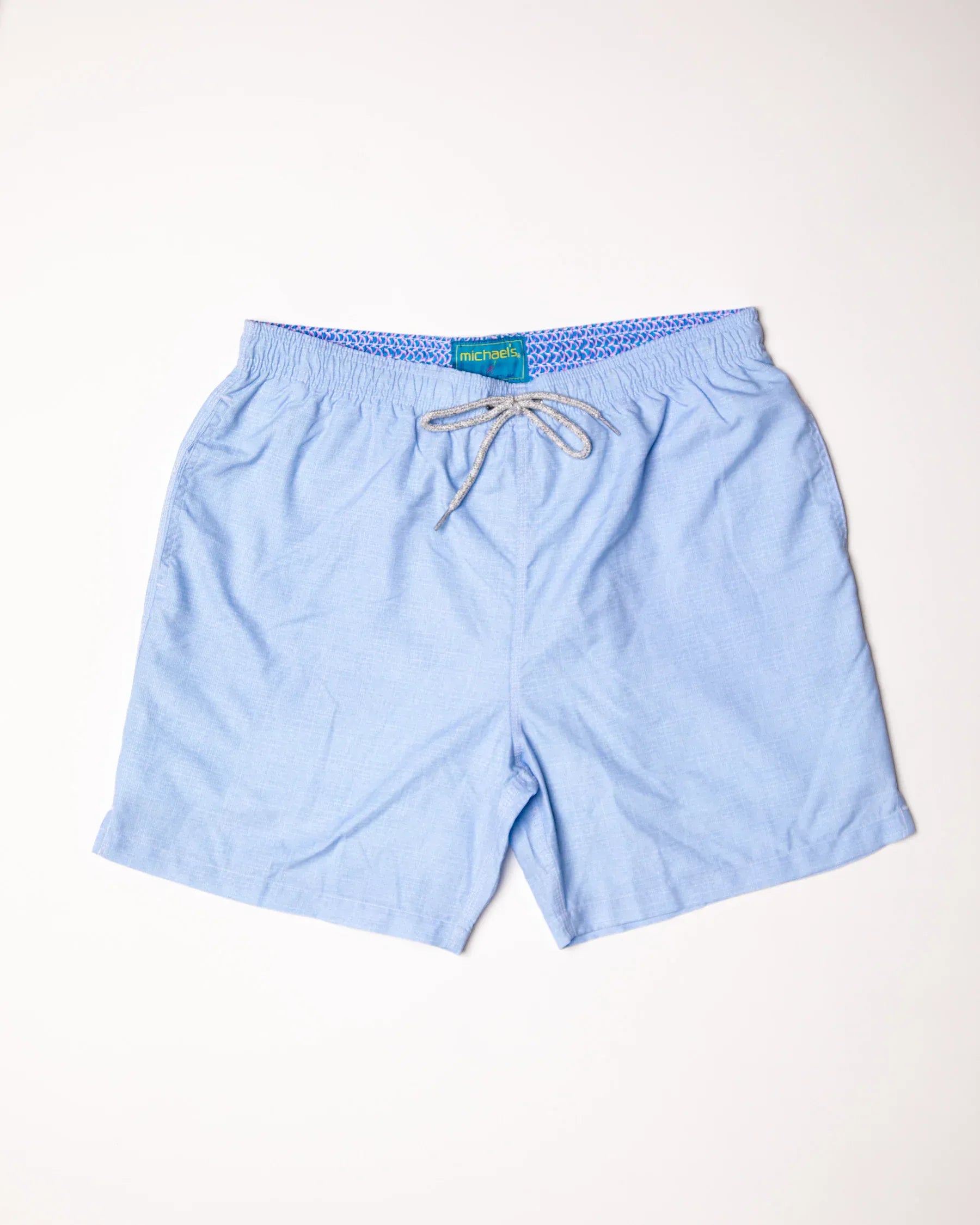 Michael's Swimwear Solid Linen Sky Swim Trunks