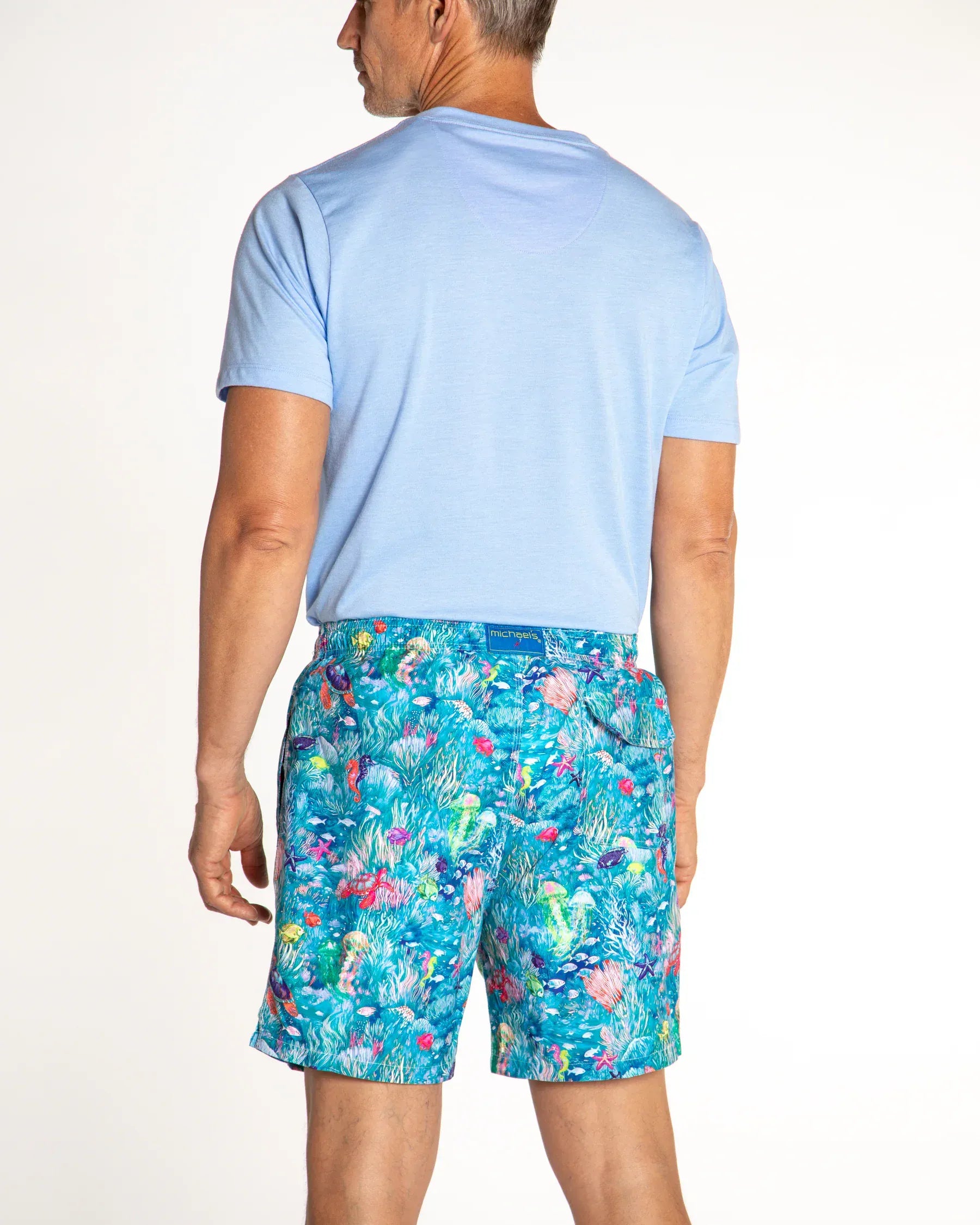 Michael's Swimwear Under The Sea Aqua Swim Trunks