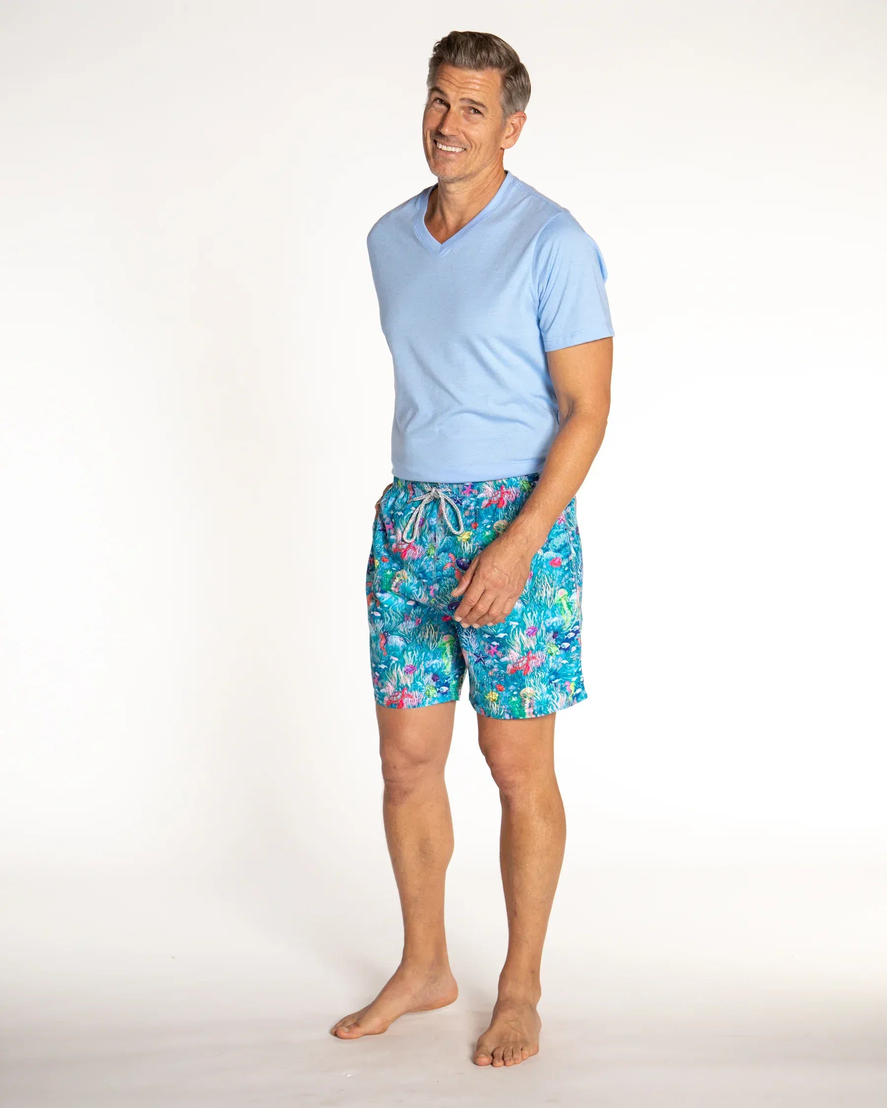 Michael's Swimwear Under The Sea Aqua Swim Trunks