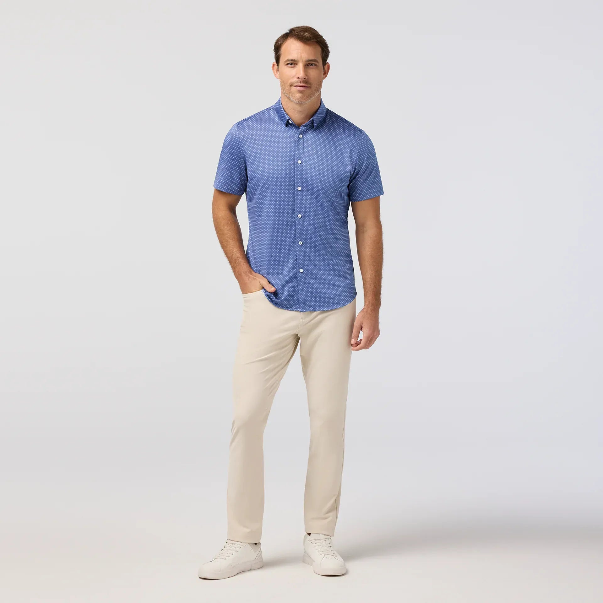 Mizzen & Main Camp Shirt Halyard Short Sleeve in Coastal Fjord Star