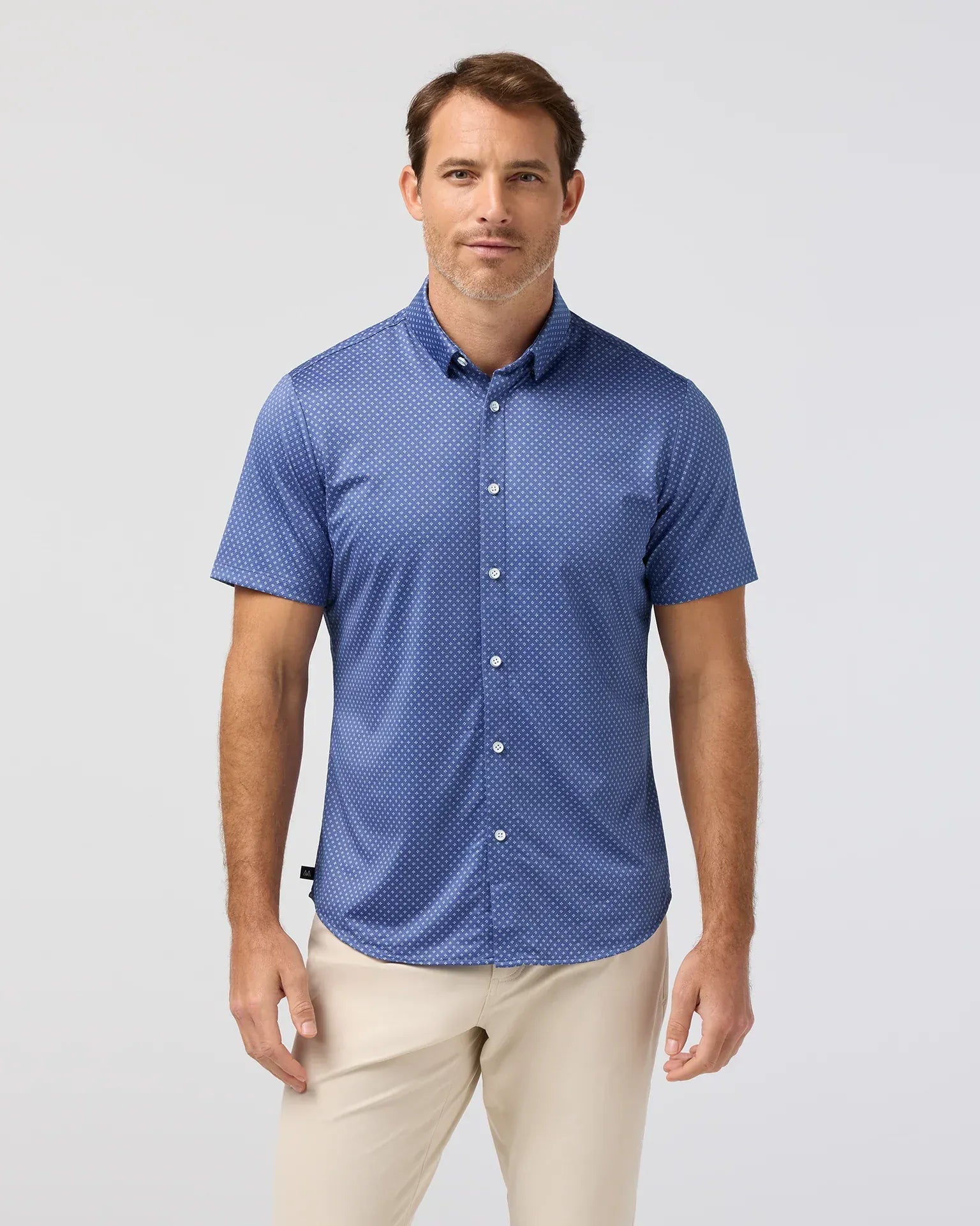 Mizzen & Main Camp Shirt Halyard Short Sleeve in Coastal Fjord Star