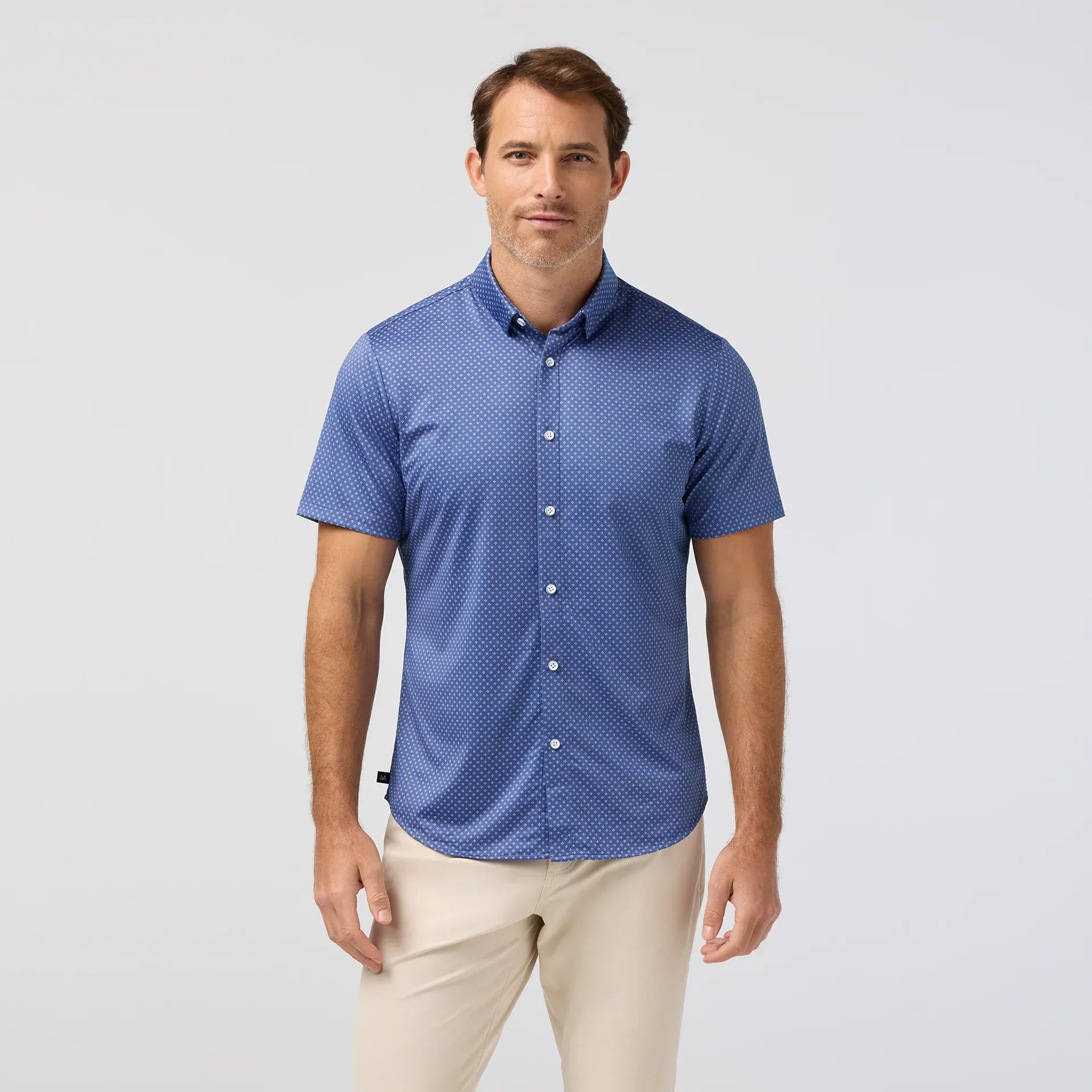 Mizzen & Main Camp Shirt Halyard Short Sleeve in Coastal Fjord Star