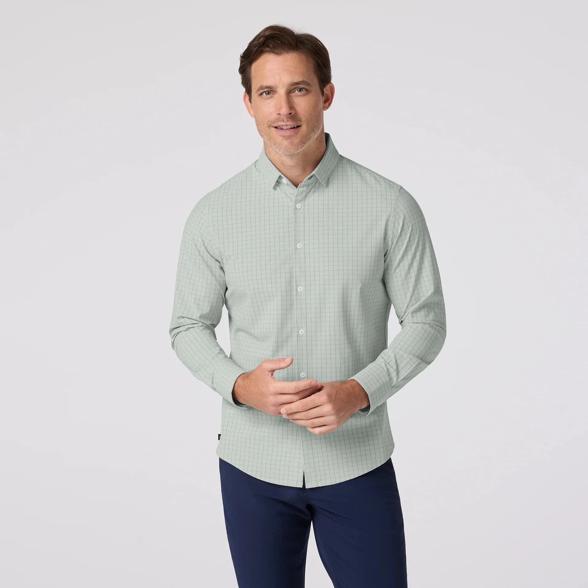Mizzen & Main Sport Shirts EUCALYPTUS MINI PLAID / S Leeward No Tuck Dress Shirt