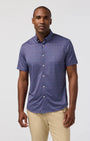 Mizzen & Main Sport Shirts Halyard Short Sleeve in Midnight Navy Variegated Leaf
