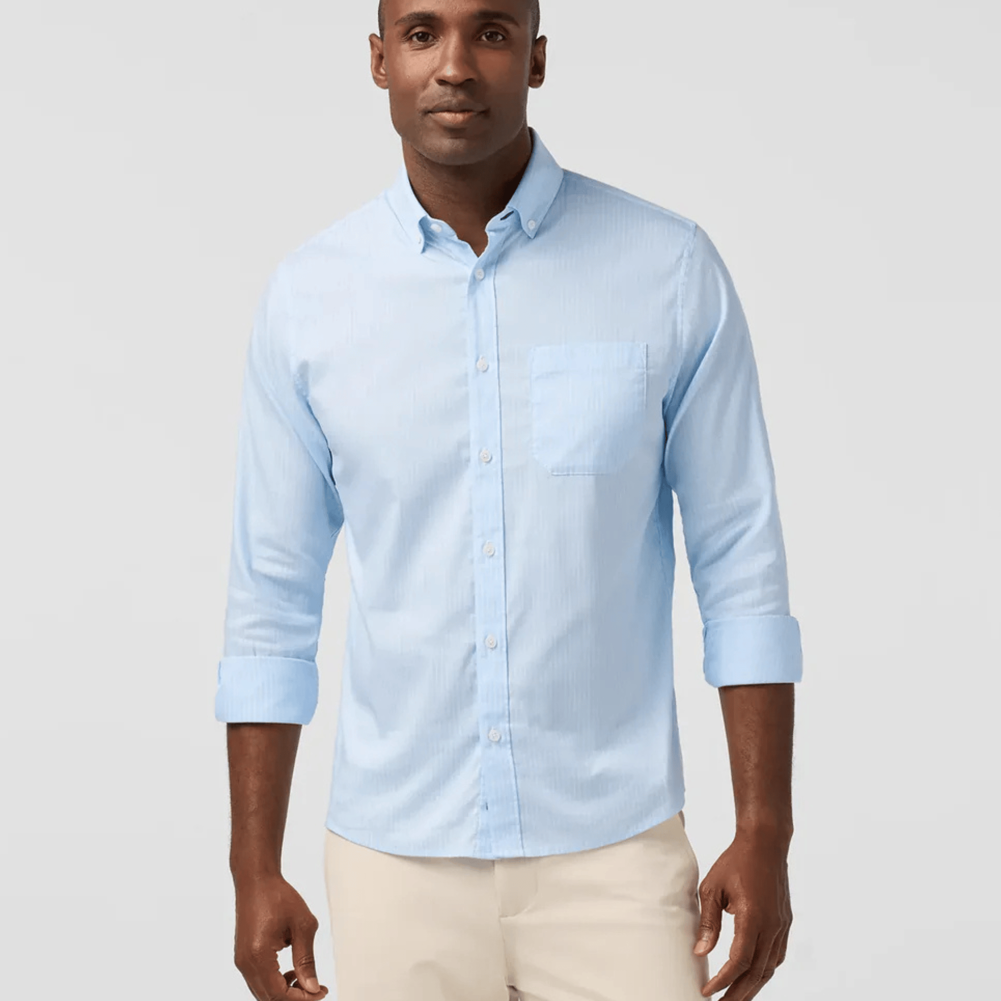 Mizzen & Main Sport Shirts Kennedy Shirt in Cloud Blue Chalk Stripe