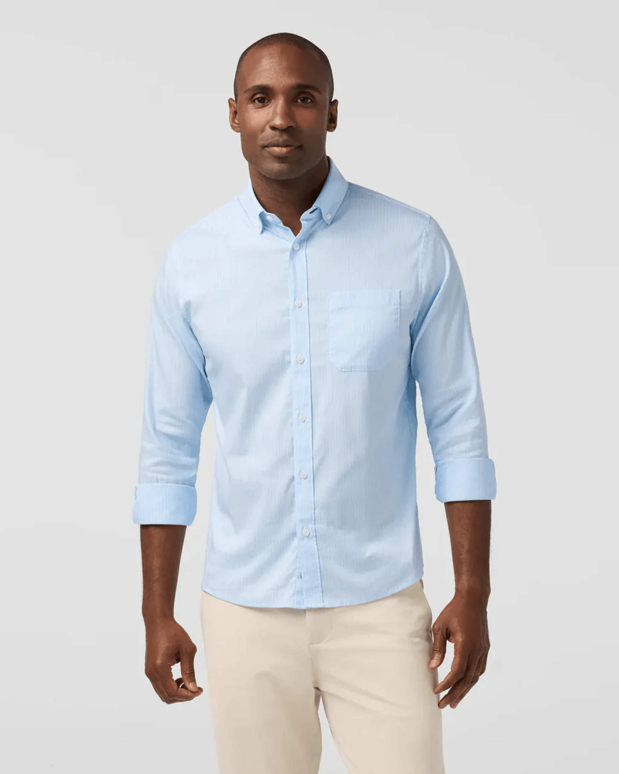 Mizzen & Main Sport Shirts Kennedy Shirt in Cloud Blue Chalk Stripe