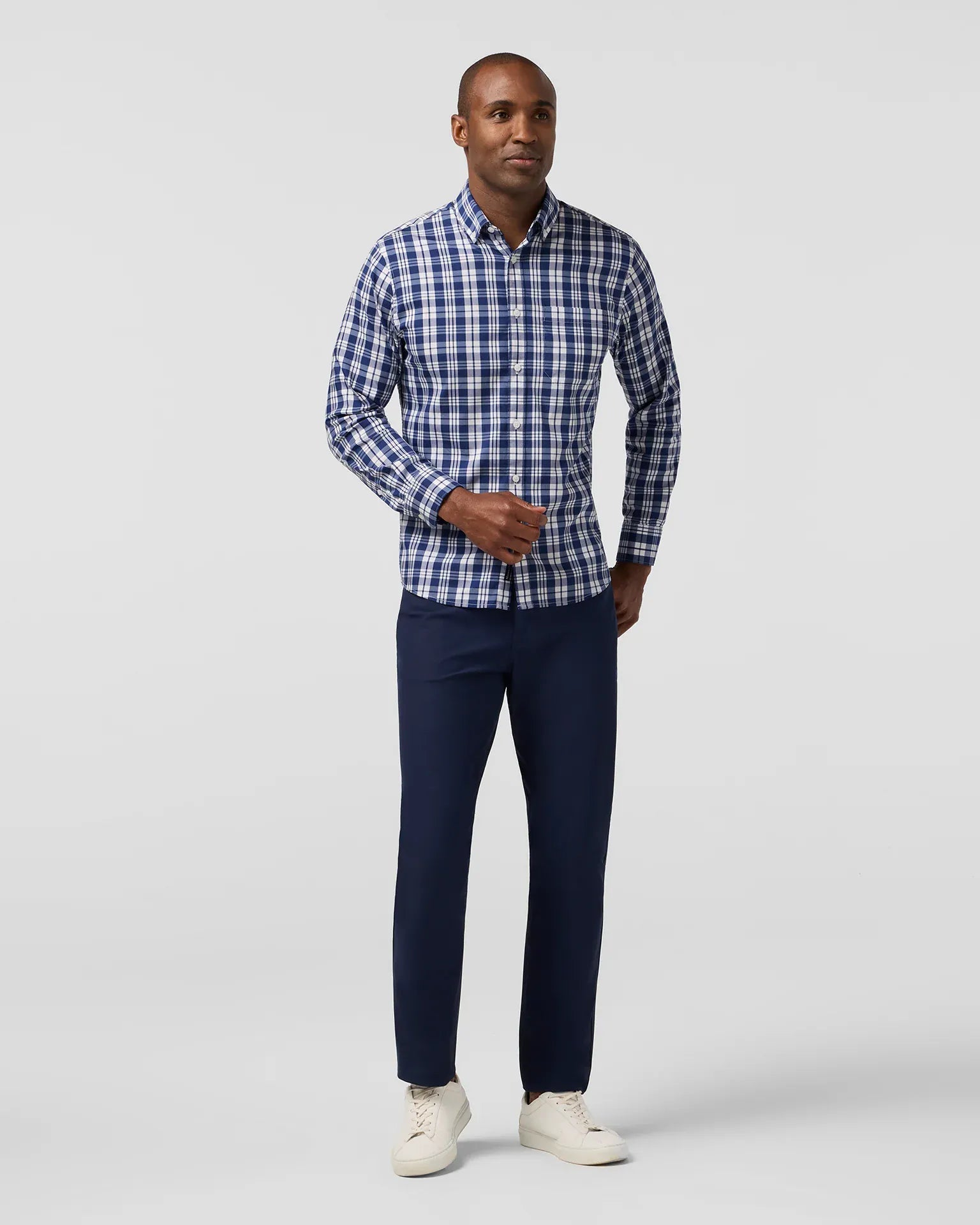 Mizzen & Main Sport Shirts Kennedy Shirt in Midnight Navy Beckett Plaid