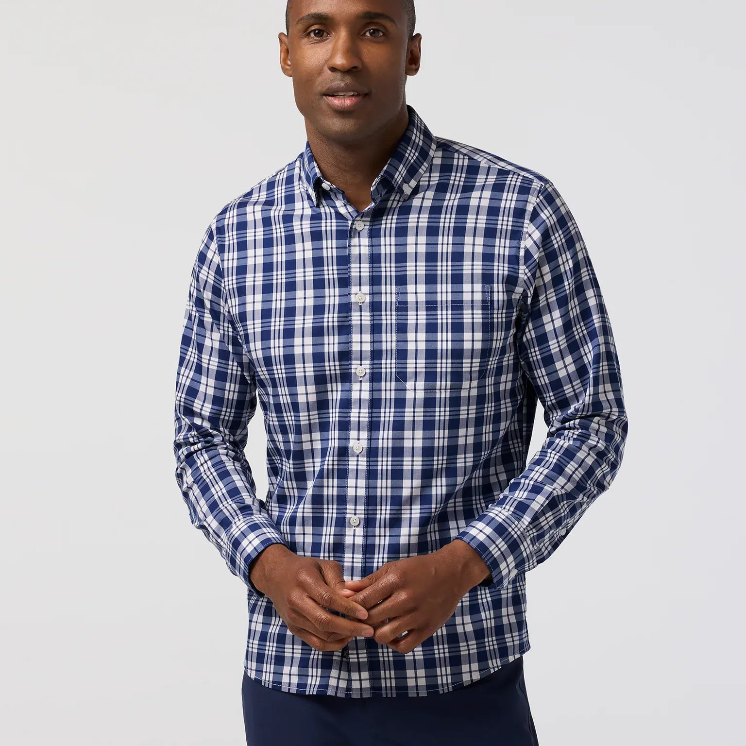 Mizzen & Main Sport Shirts Kennedy Shirt in Midnight Navy Beckett Plaid