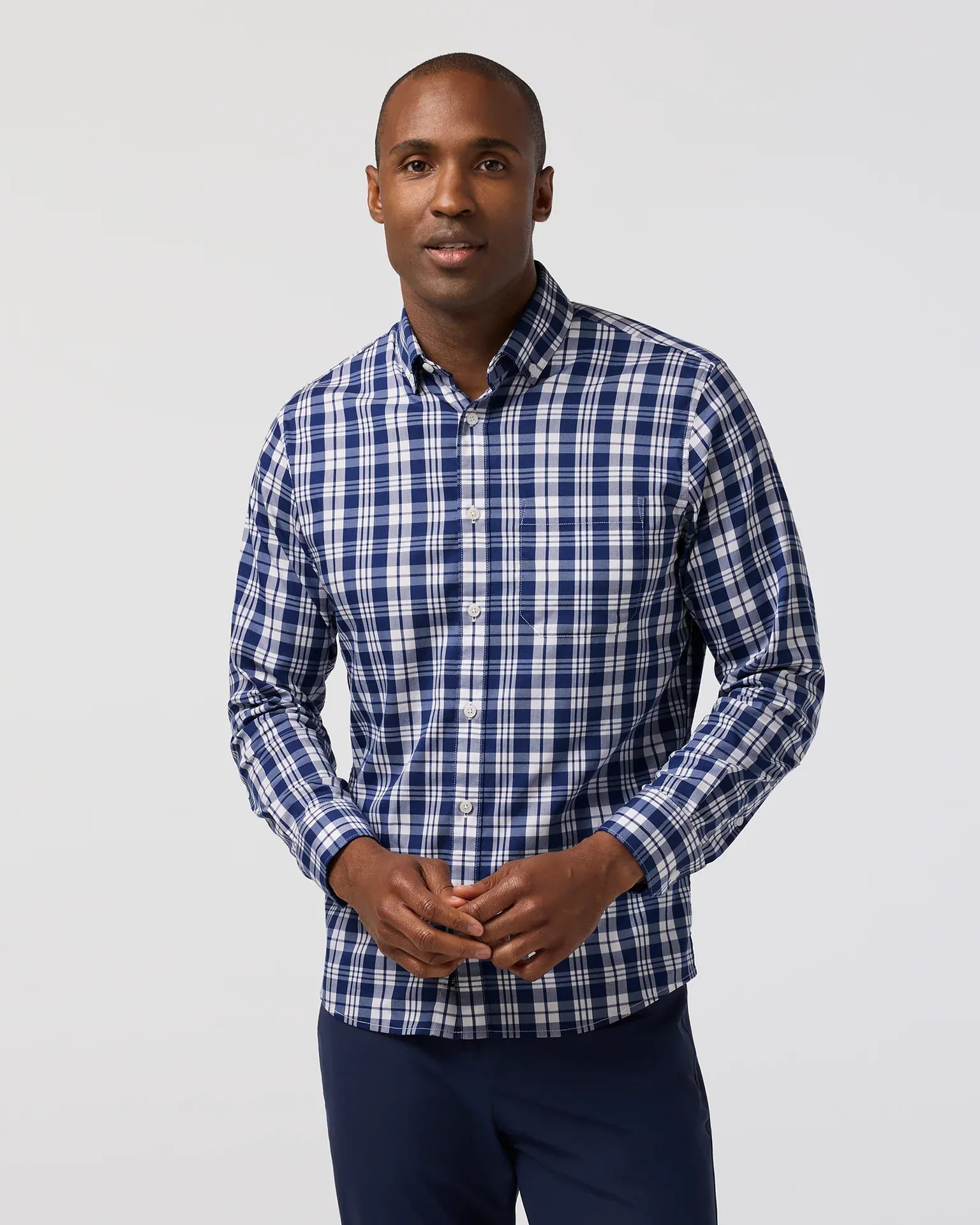 Mizzen & Main Sport Shirts Kennedy Shirt in Midnight Navy Beckett Plaid