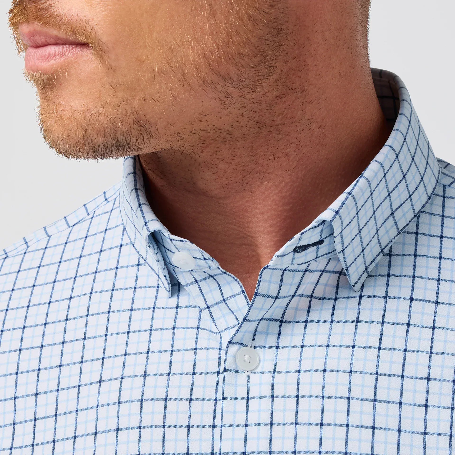 Mizzen & Main Sport Shirts Leeward Dress Shirt in Cloud Blue Wyatt Plaid