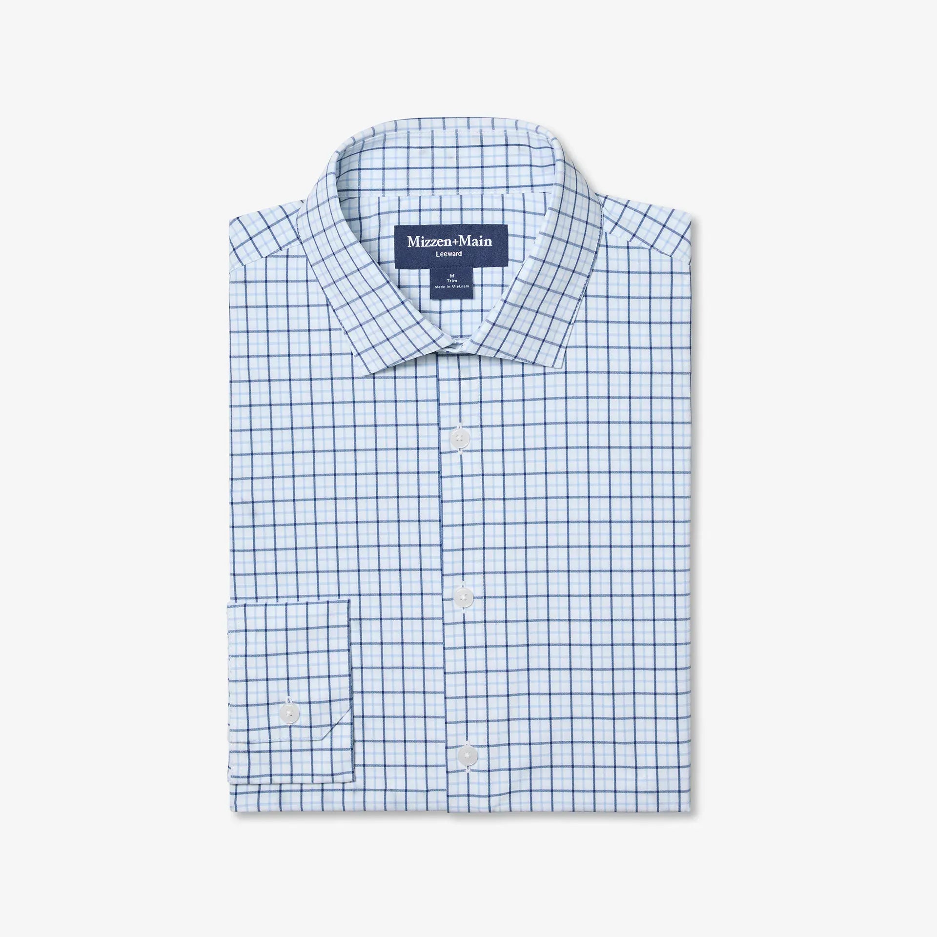 Mizzen & Main Sport Shirts Leeward Dress Shirt in Cloud Blue Wyatt Plaid
