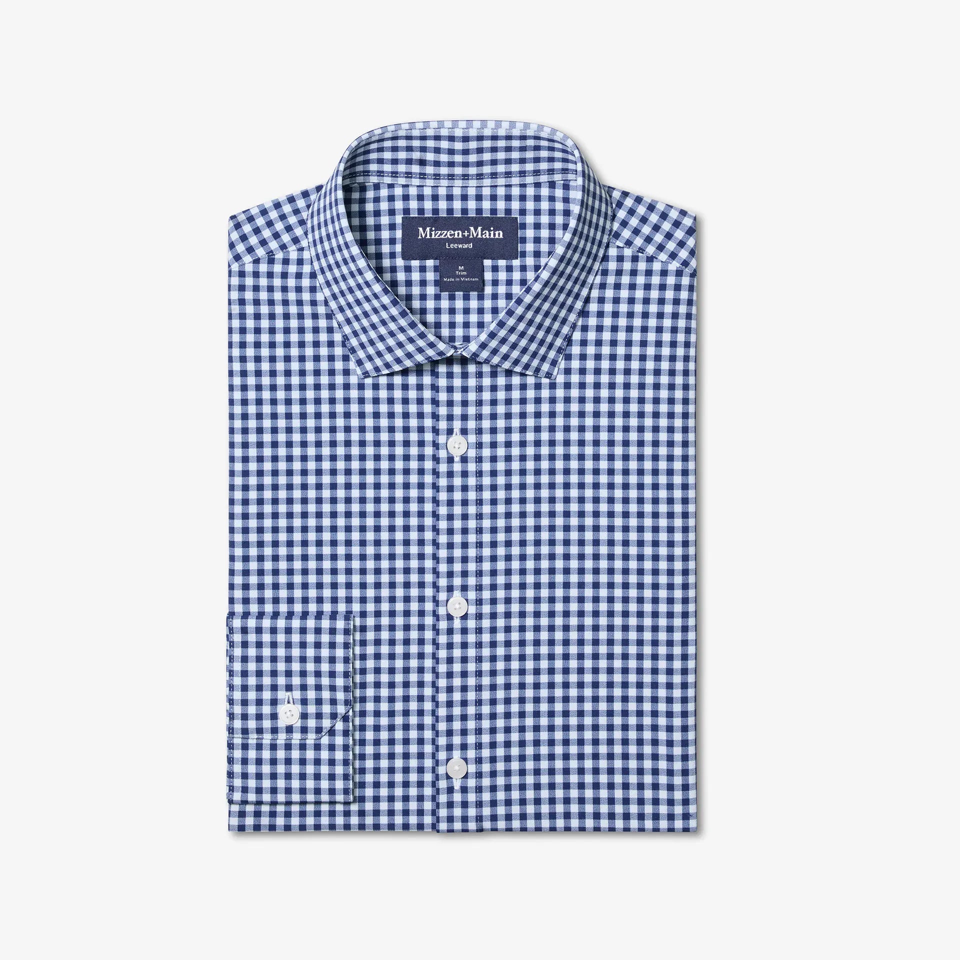 Mizzen & Main Sport Shirts Leeward Dress Shirt in Midnight Navy Crew Gingham
