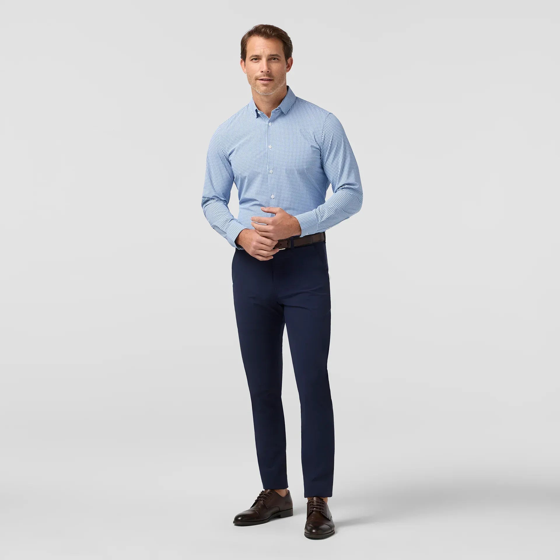 Mizzen & Main Sport Shirts Leeward Dress Shirt in Midnight Navy Sam Plaid
