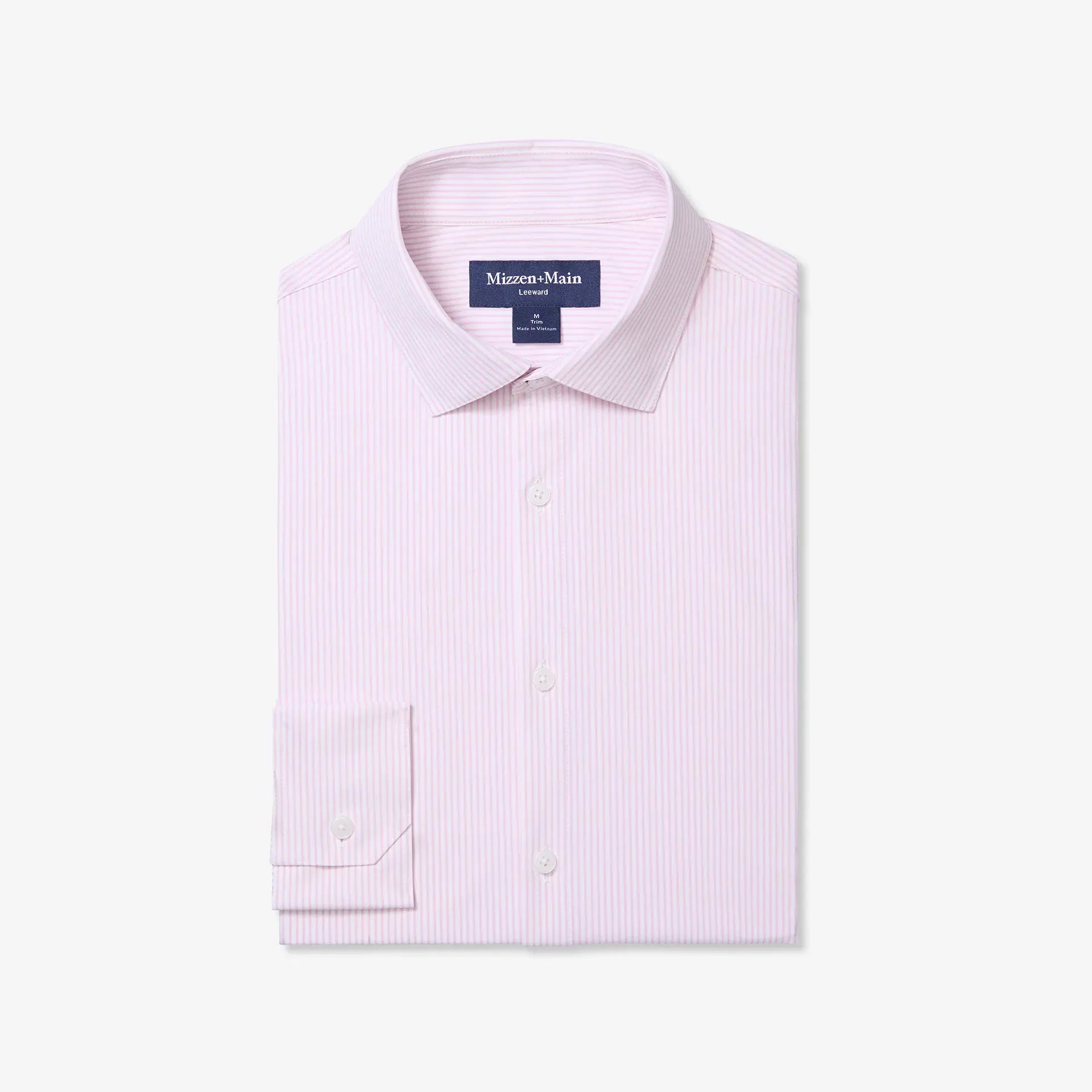Mizzen & Main Sport Shirts Leeward Dress Shirt in Pink Salt Baker Stripe