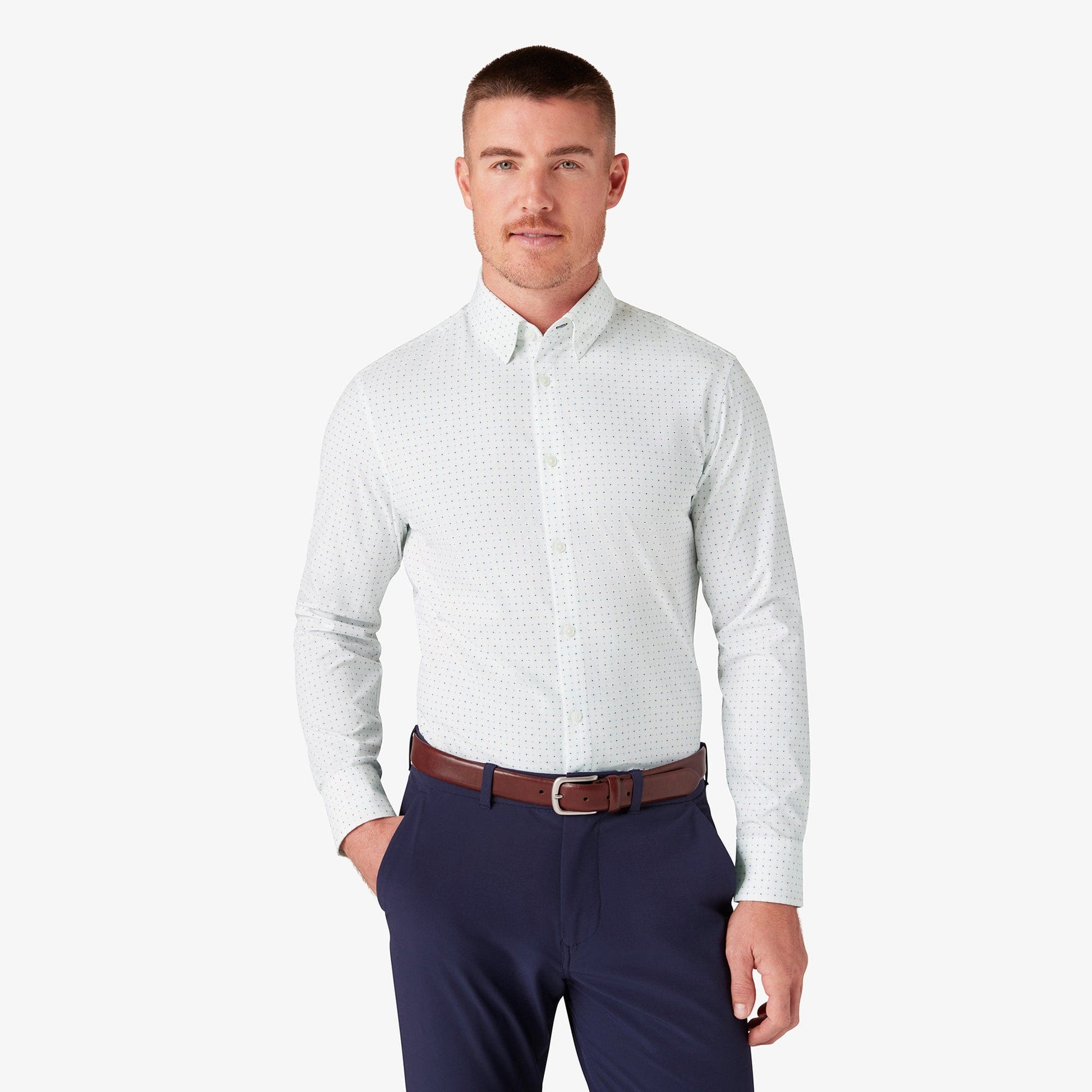 Mizzen & Main Sport Shirts Leeward Dress Shirt- Sky Pyramid