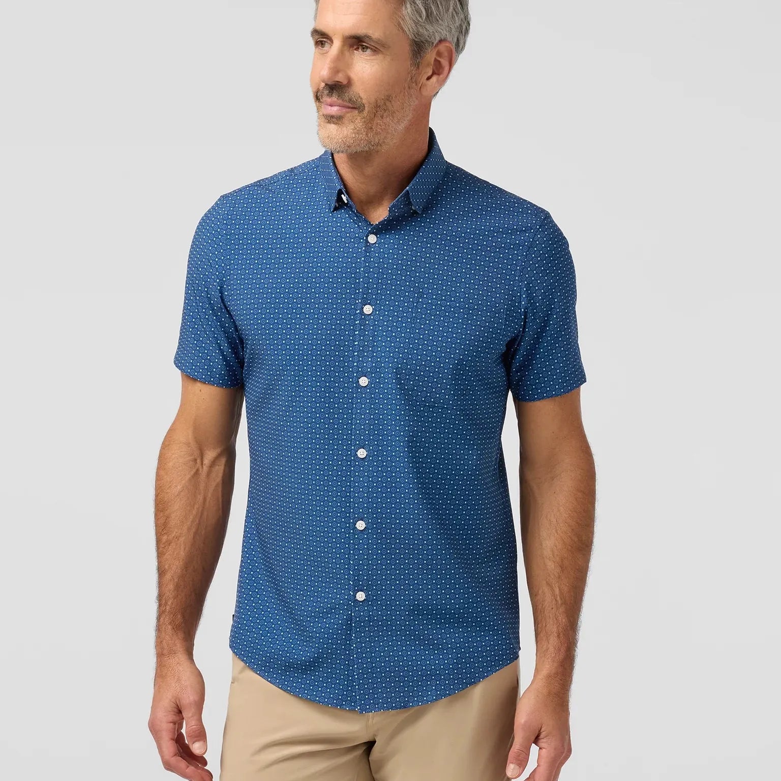 Mizzen & Main Sport Shirts Leeward Short Sleeve in Midnight Navy Medallion