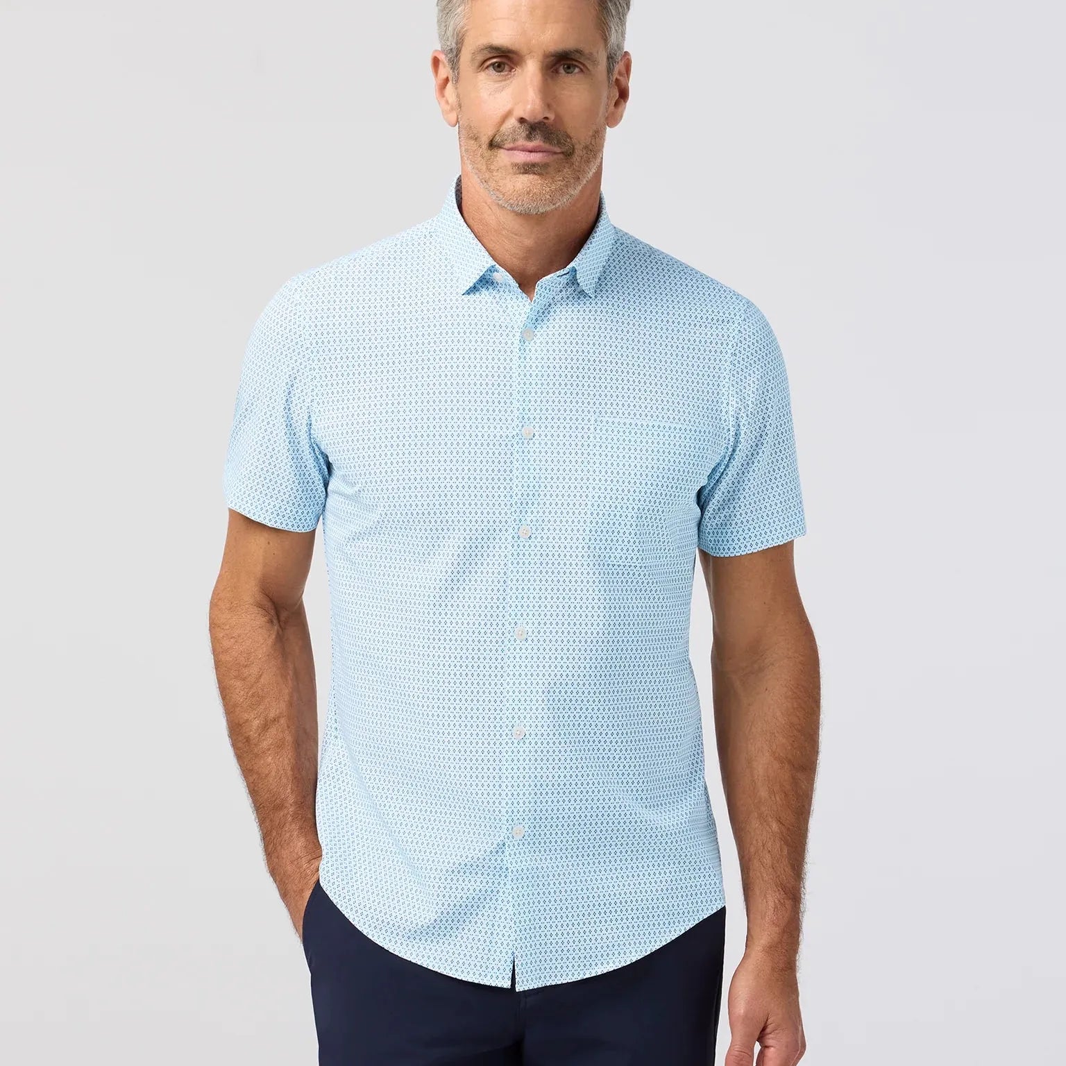 Mizzen & Main Sport Shirts Leeward Short Sleeve in Skyline Blue Multi Diamond