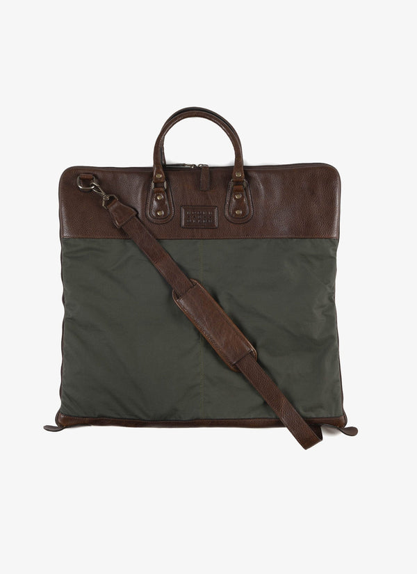 Moore & Giles Luggage Gravely Garment Bag - Olive & Titan Milled Brown