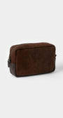 Moore & Giles Luggage Reclaimed Wash Bag - Griffin Chocolate Suede & Heirloom Cigar