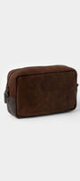 Moore & Giles Luggage Reclaimed Wash Bag - Griffin Chocolate Suede & Heirloom Cigar