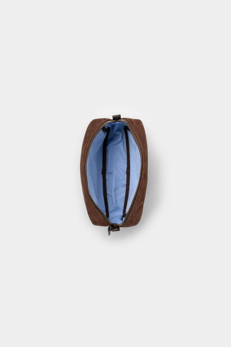 Moore & Giles Luggage Reclaimed Wash Bag - Griffin Chocolate Suede & Heirloom Cigar