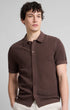Onia Camp Shirt Crochet Knit Button Up Shirt in Espresso