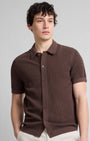 Onia Camp Shirt Crochet Knit Button Up Shirt in Espresso