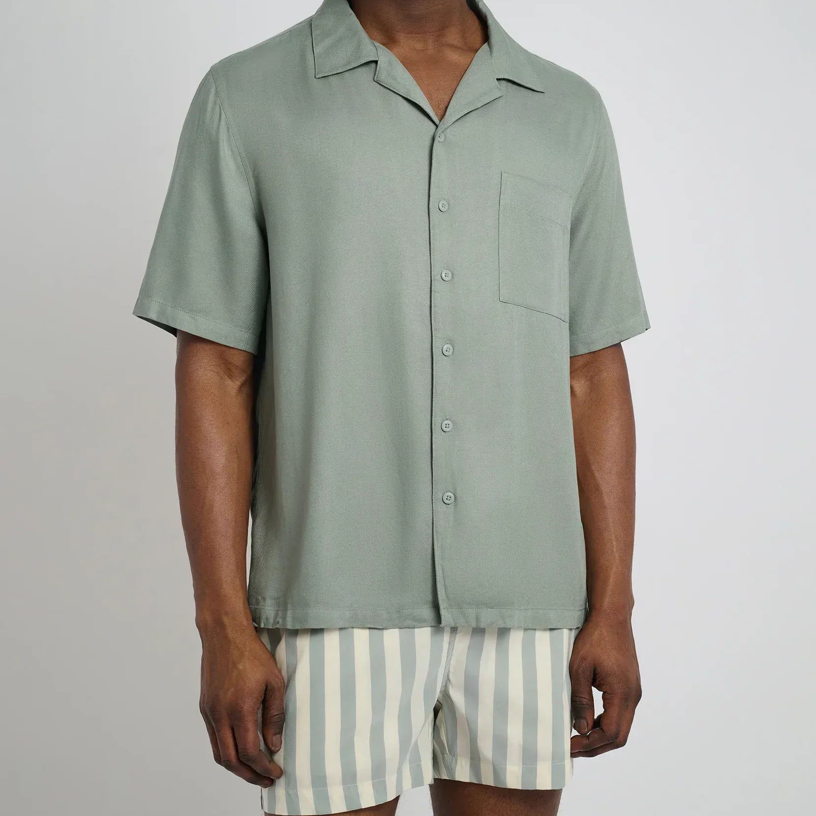 Onia Camp Shirt Tencel Vacation Shirt in Sage