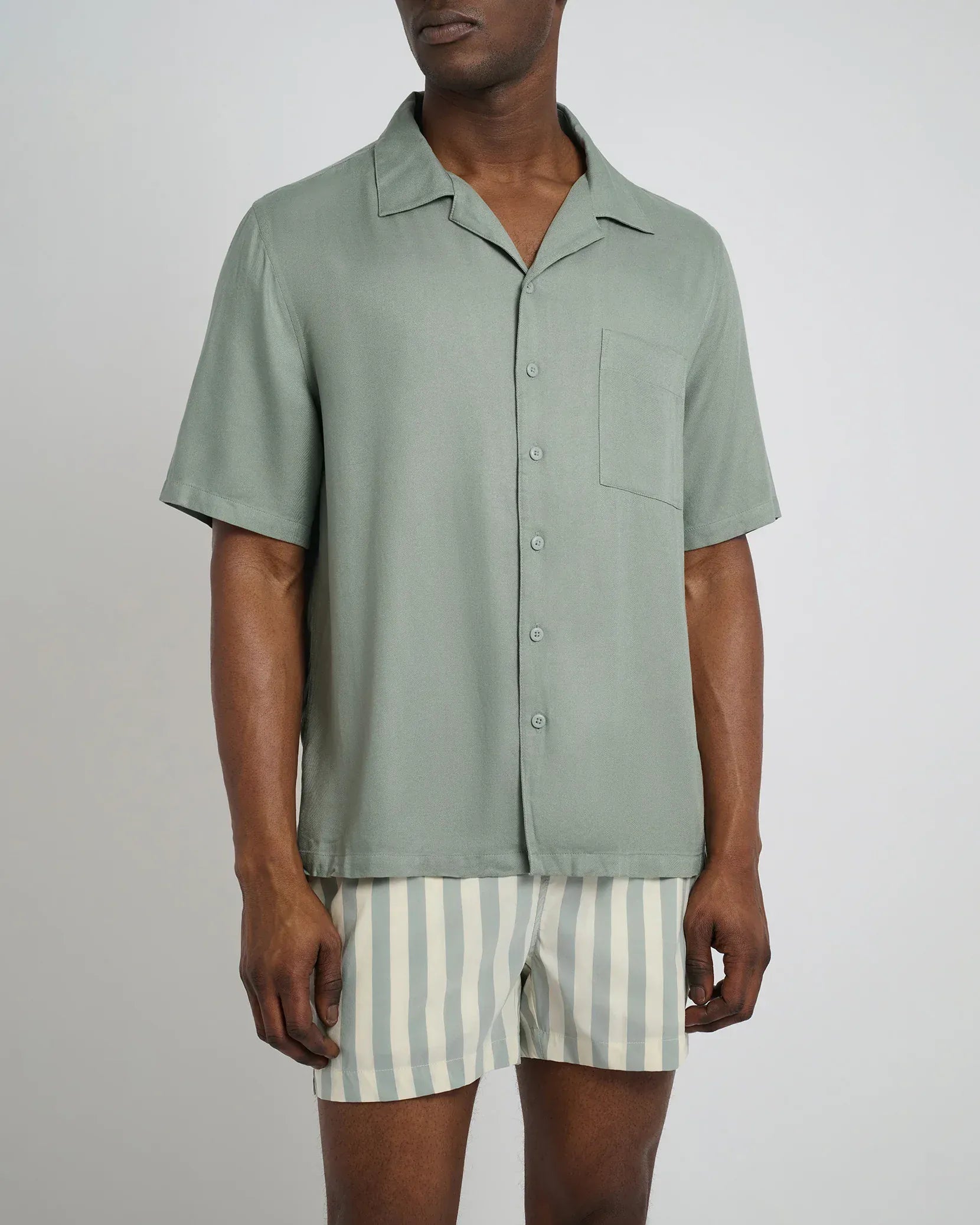 Onia Camp Shirt Tencel Vacation Shirt in Sage