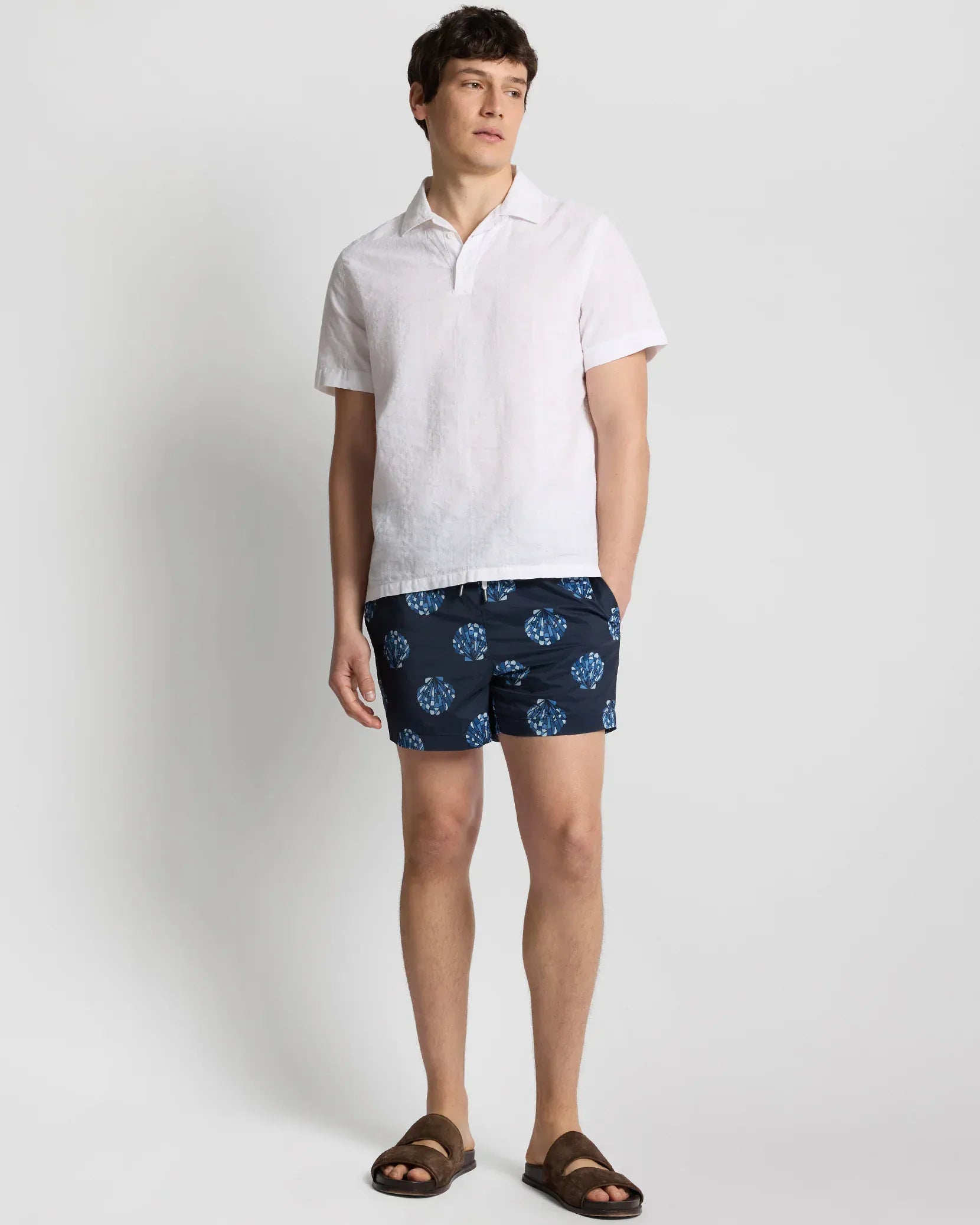 Onia Polos Cotton Linen Pop-Over Polo in White