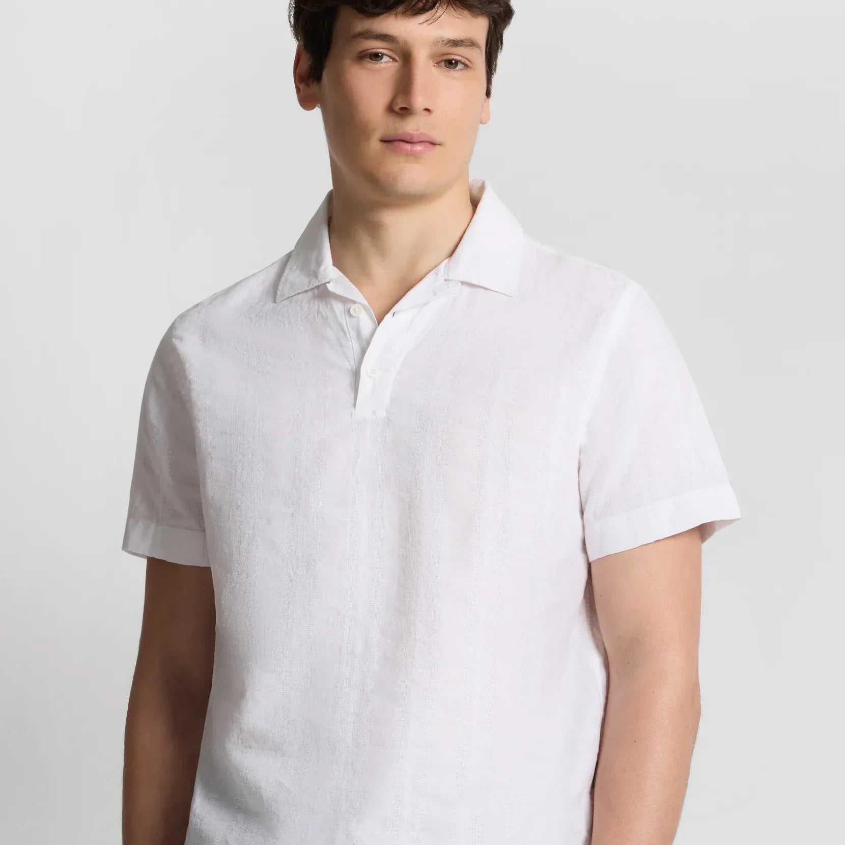 Onia Polos Cotton Linen Pop-Over Polo in White