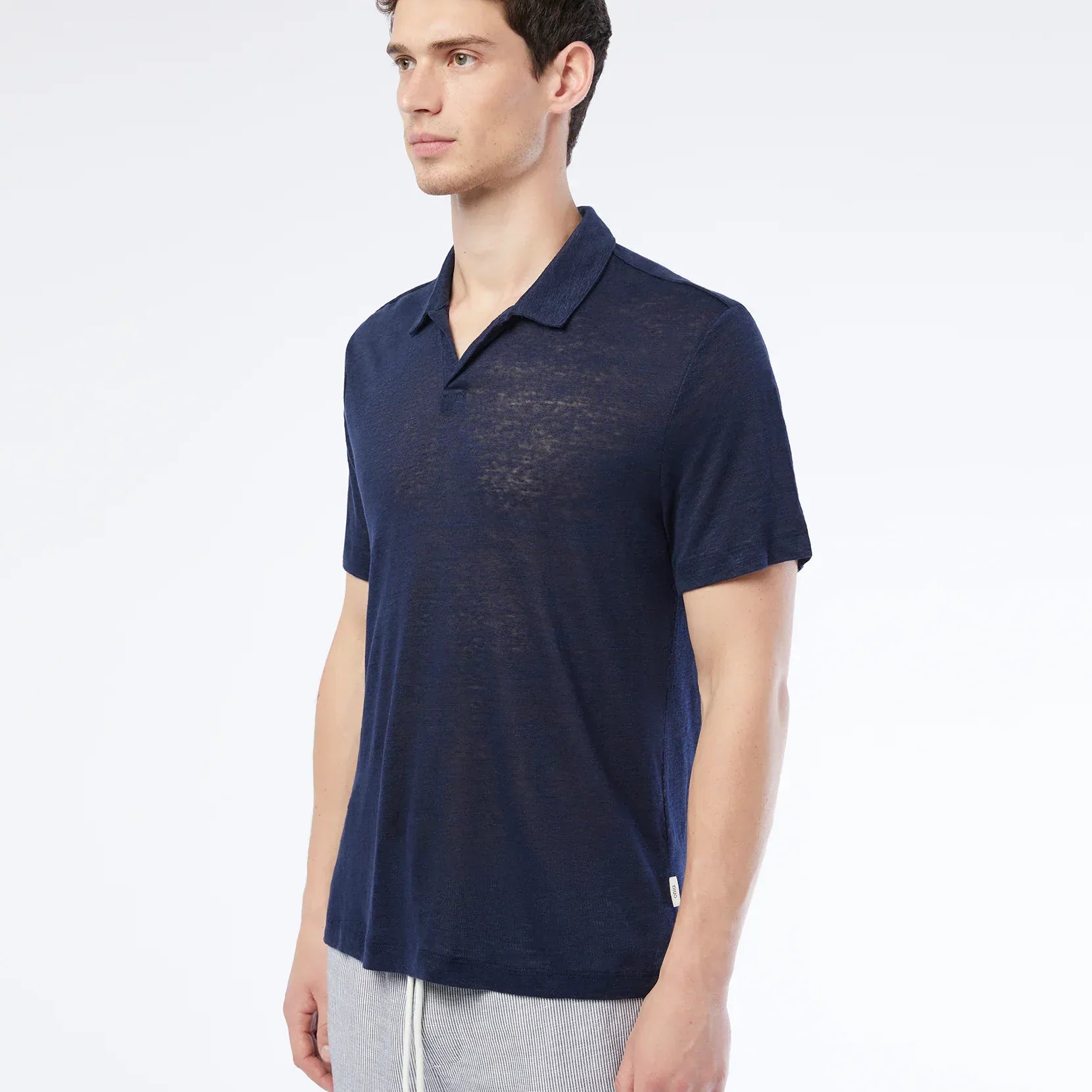 Onia Polos Shaun Linen Polo in Deep Navy