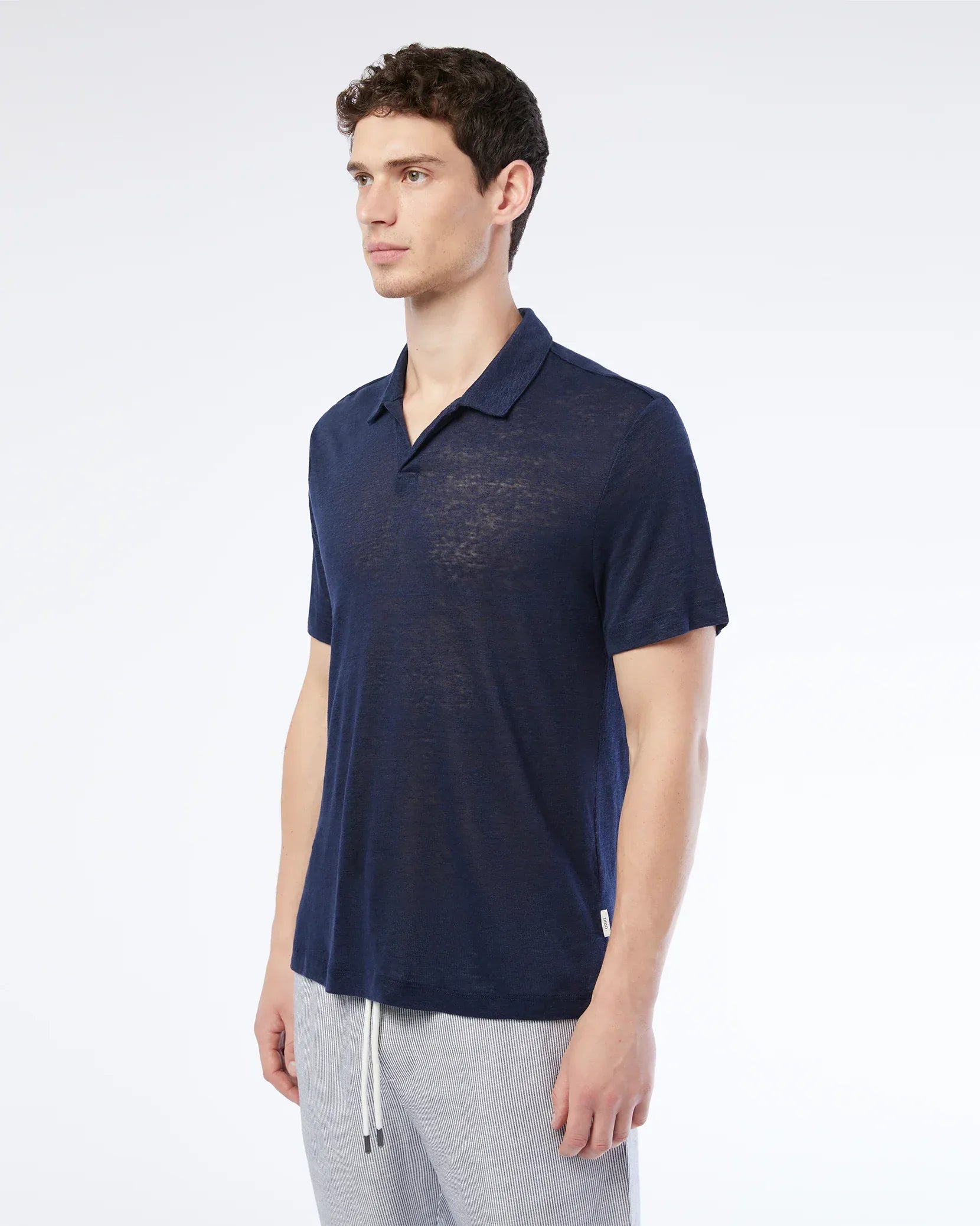 Onia Polos Shaun Linen Polo in Deep Navy