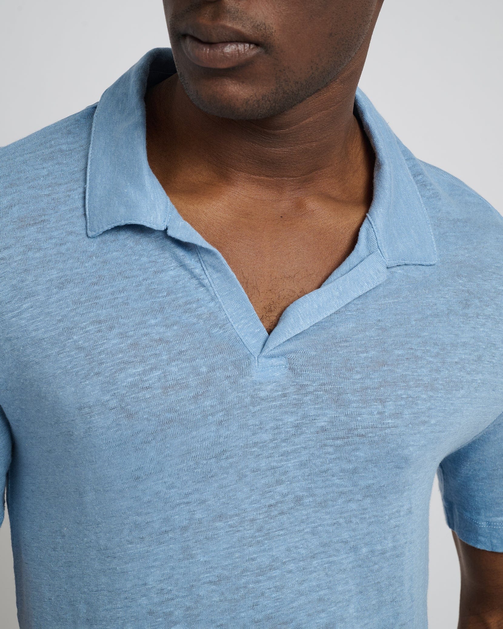 Onia Polos Shaun Linen Polo in Dusty Blue