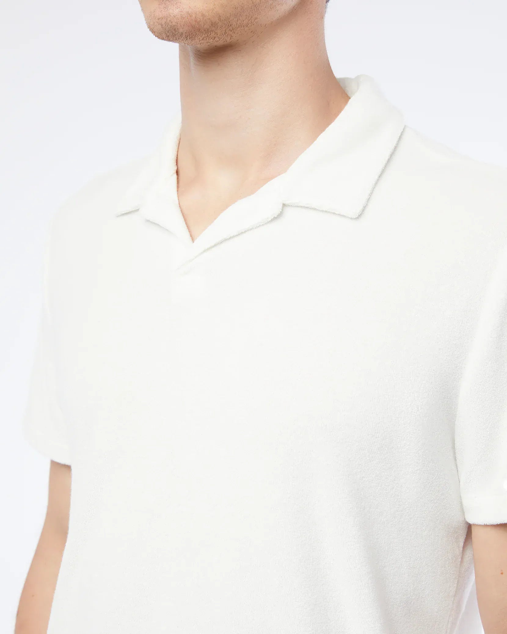 Onia Polos Towel Terry Johnny Collar Polo in White