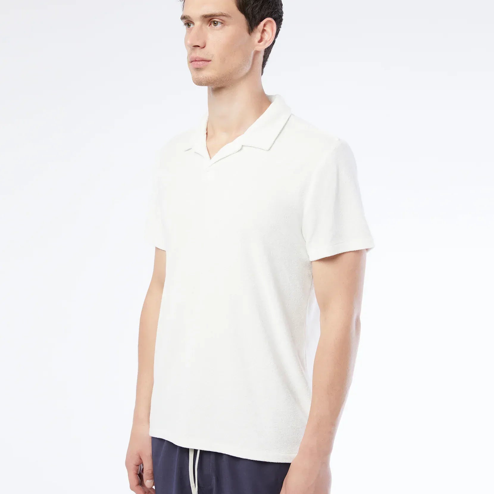 Onia Polos Towel Terry Johnny Collar Polo in White