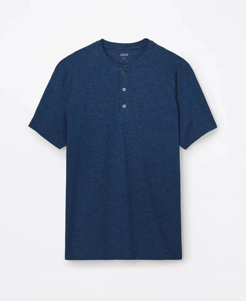 Orchard & Broome T-Shirts Norfolk Micro Stripe Stretch Henley - Pacific