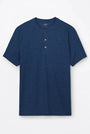 Orchard & Broome T-Shirts Norfolk Micro Stripe Stretch Henley - Pacific