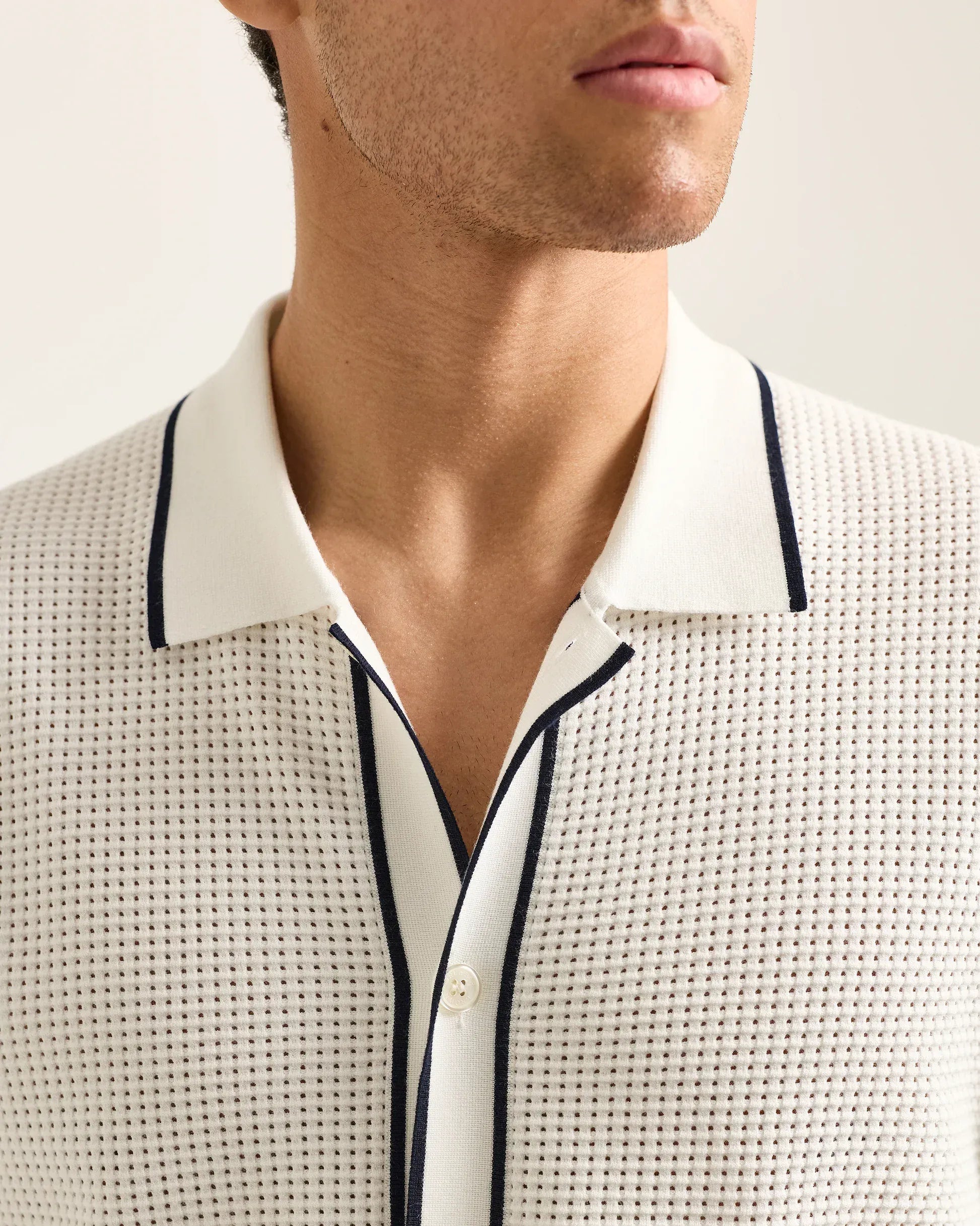 Orlebar Brown Camp Shirt Roddy Knitted Shirt in Cloud