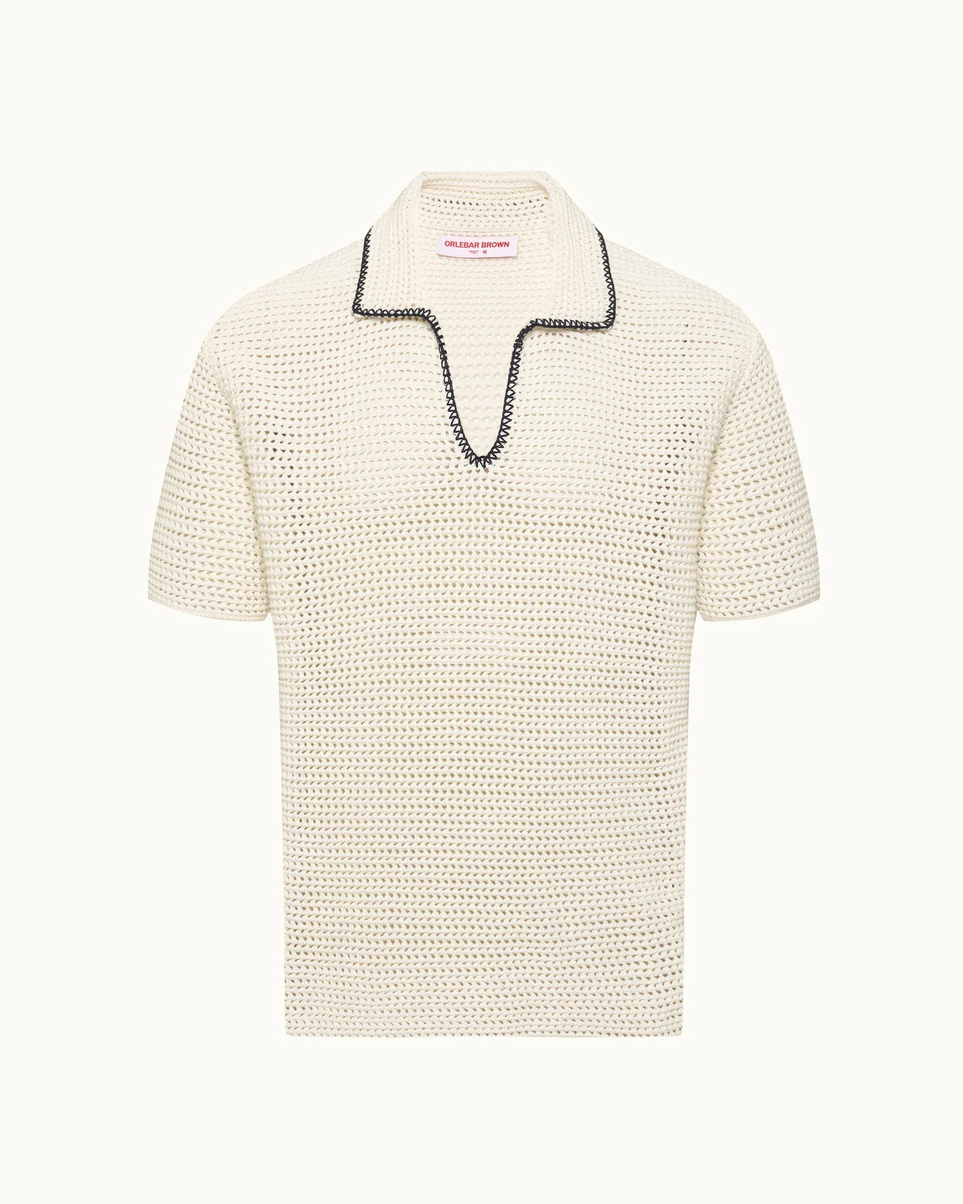 Orlebar Brown Polos Batten Edge Stitch Crochet Polo